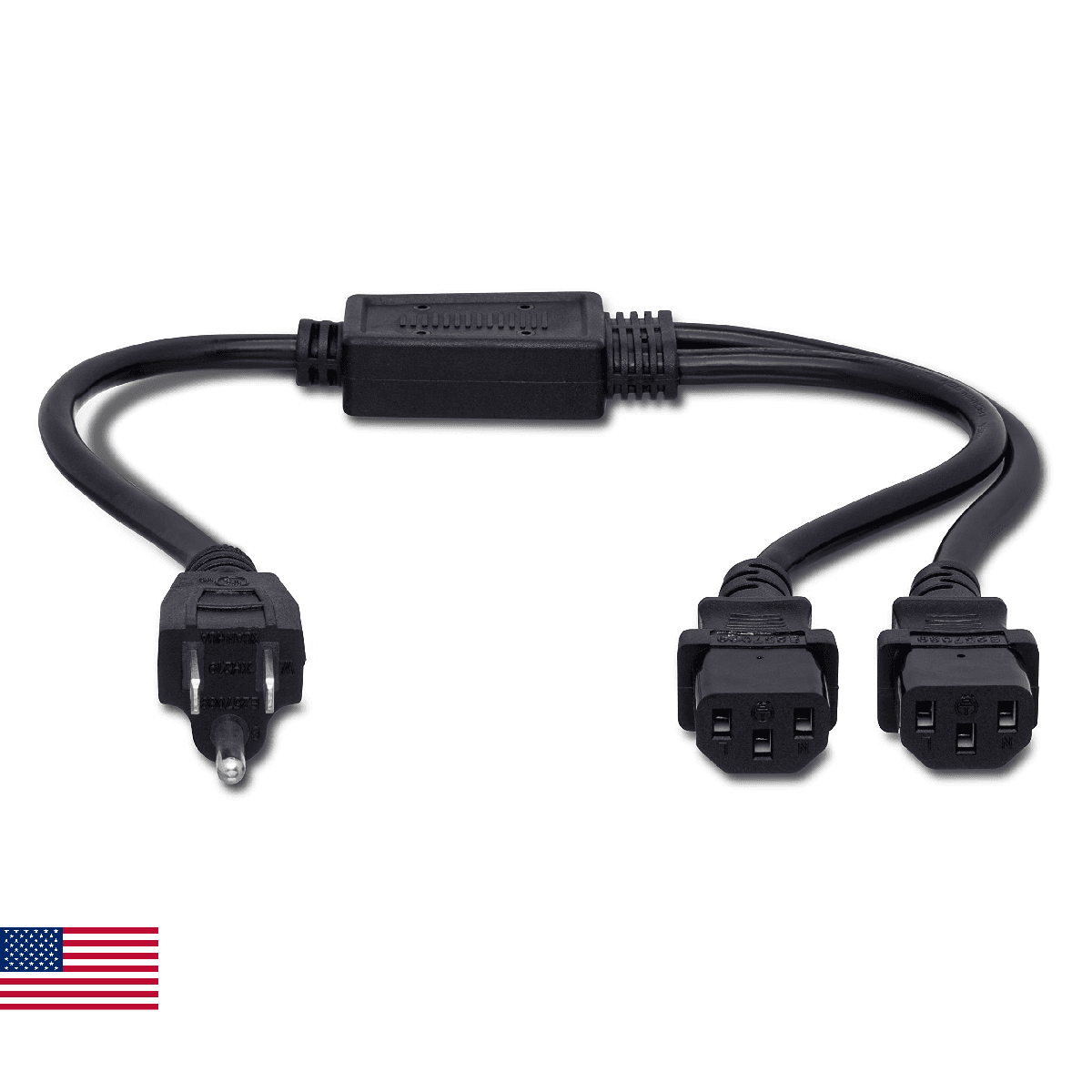 Hosa YIE-406 Power Y Cable Dual IEC C13 NEMA 5-15P 1.5ft - Image 1