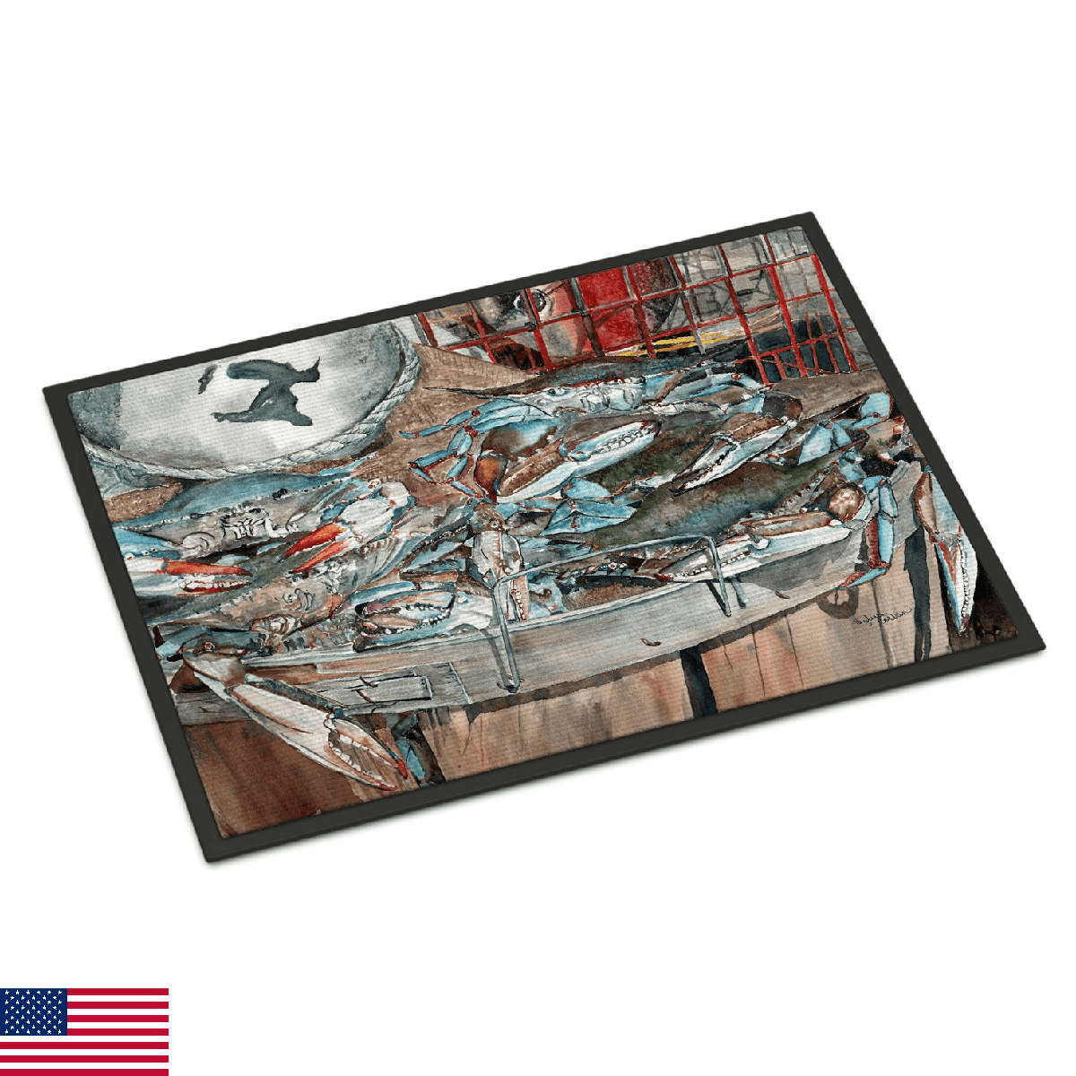 Caroline's Treasures 8961MAT Basket Full of Blue Crabs Doormat 18x27 Front Door - Image 1