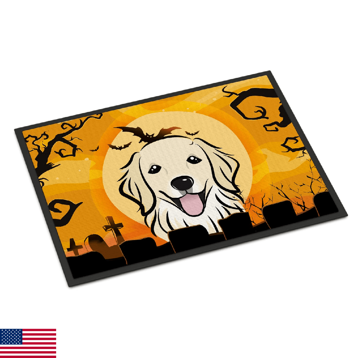 Caroline's Treasures BB1763JMAT Halloween Golden Retriever Doormat 24x36 Front D - Image 1