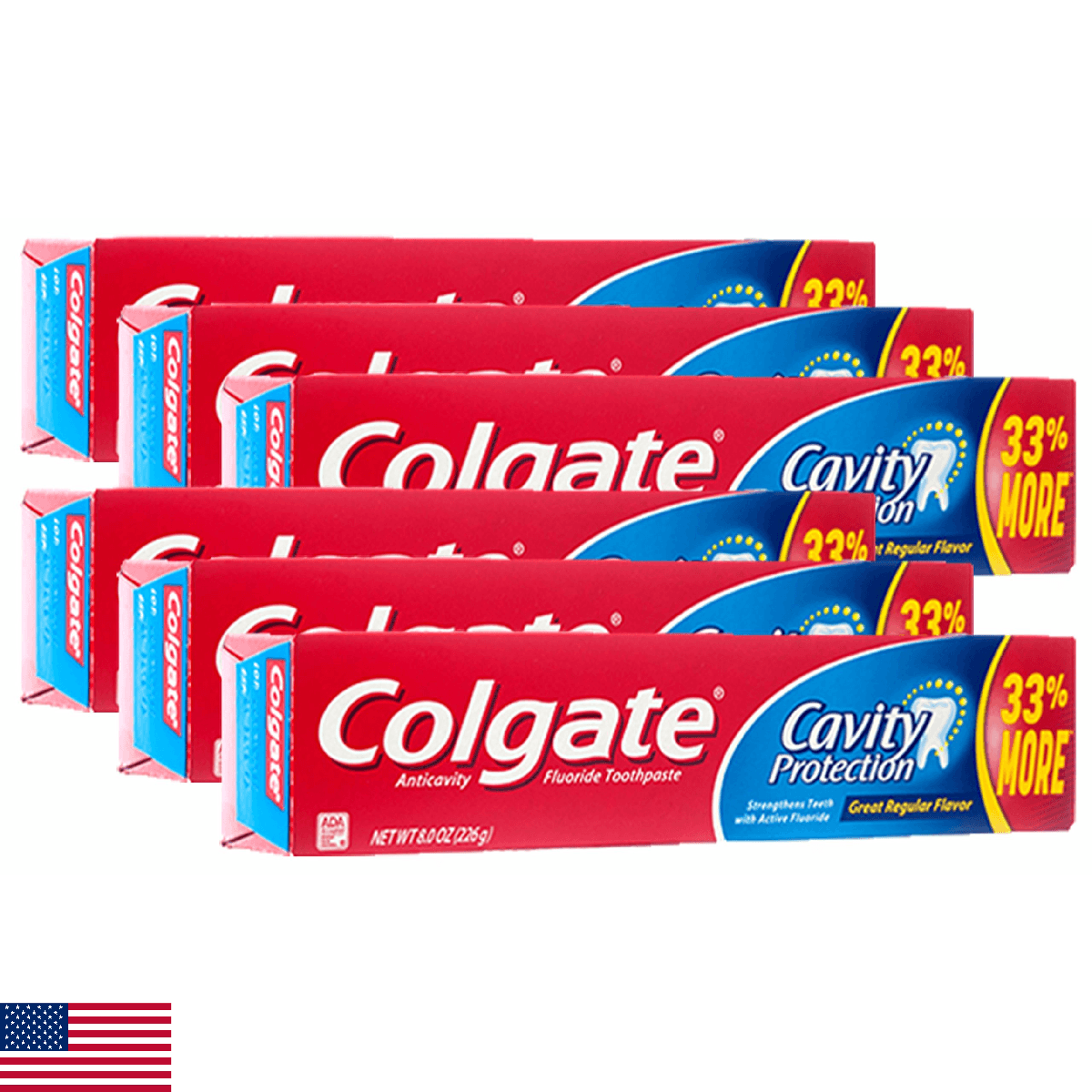 Colgate Cavity Protection Fluoride Toothpaste Regular Flavor - 8 oz, Pack of 6 - Image 1