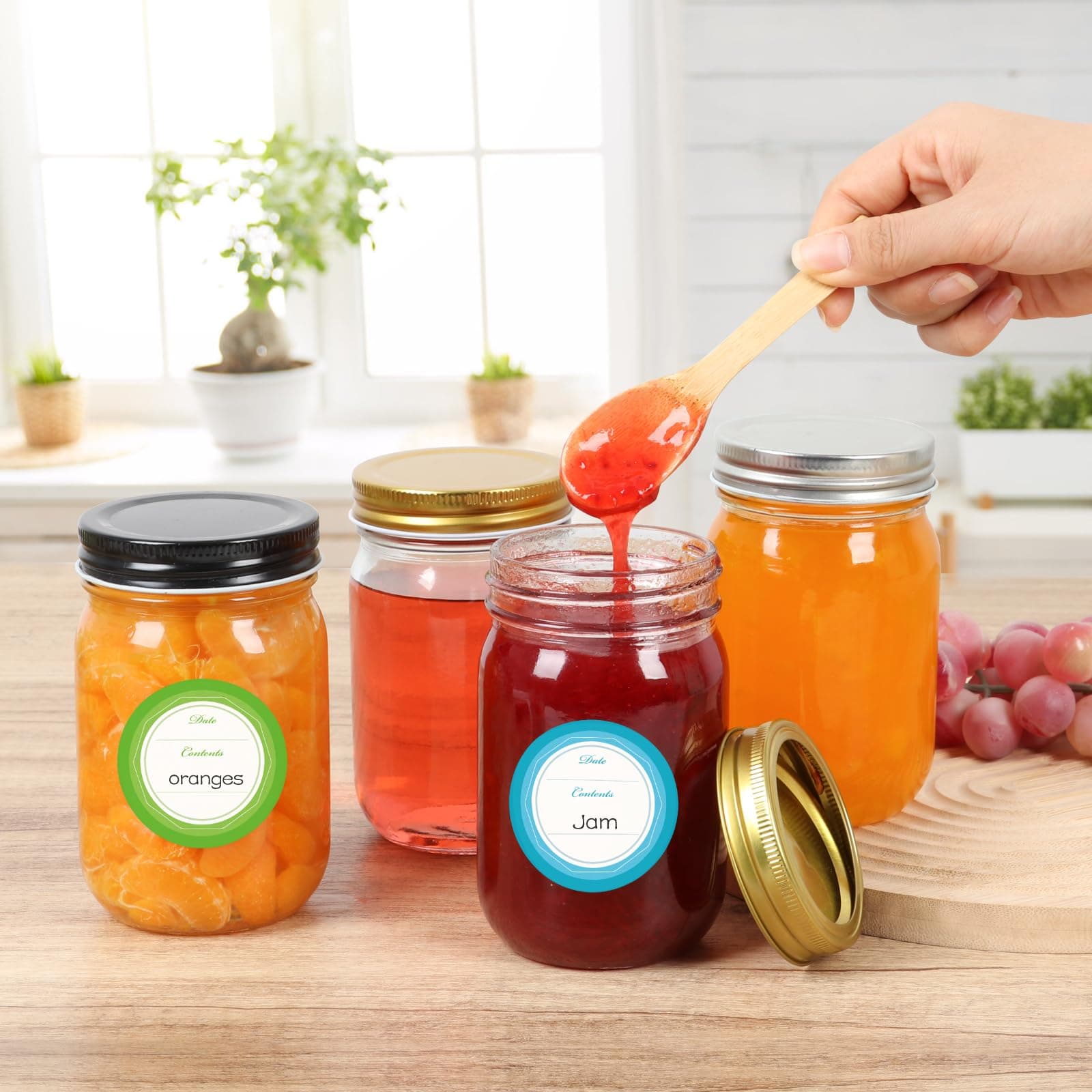 Mcupper 20 Pack 12 oz Mason Jars with Sliver Lids, Regular Mouth Glass Canning J - Thumbnail 6