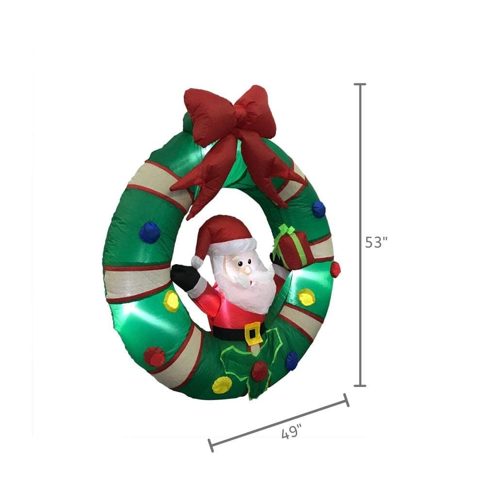 Impact Canopy Inflatable Outdoor Christmas Decoration, Lighted Santa with Wreath - Thumbnail 2