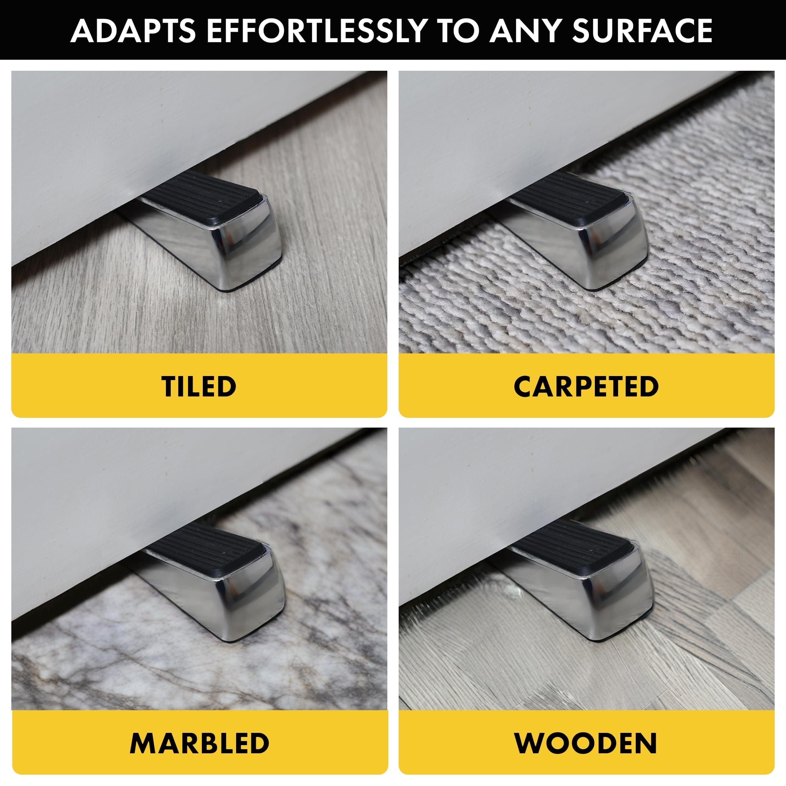 Premium Chrome Zinc Alloy Rubber Door Stop, Anti-Skid, Heavy Duty Door Stoppers - Thumbnail 6