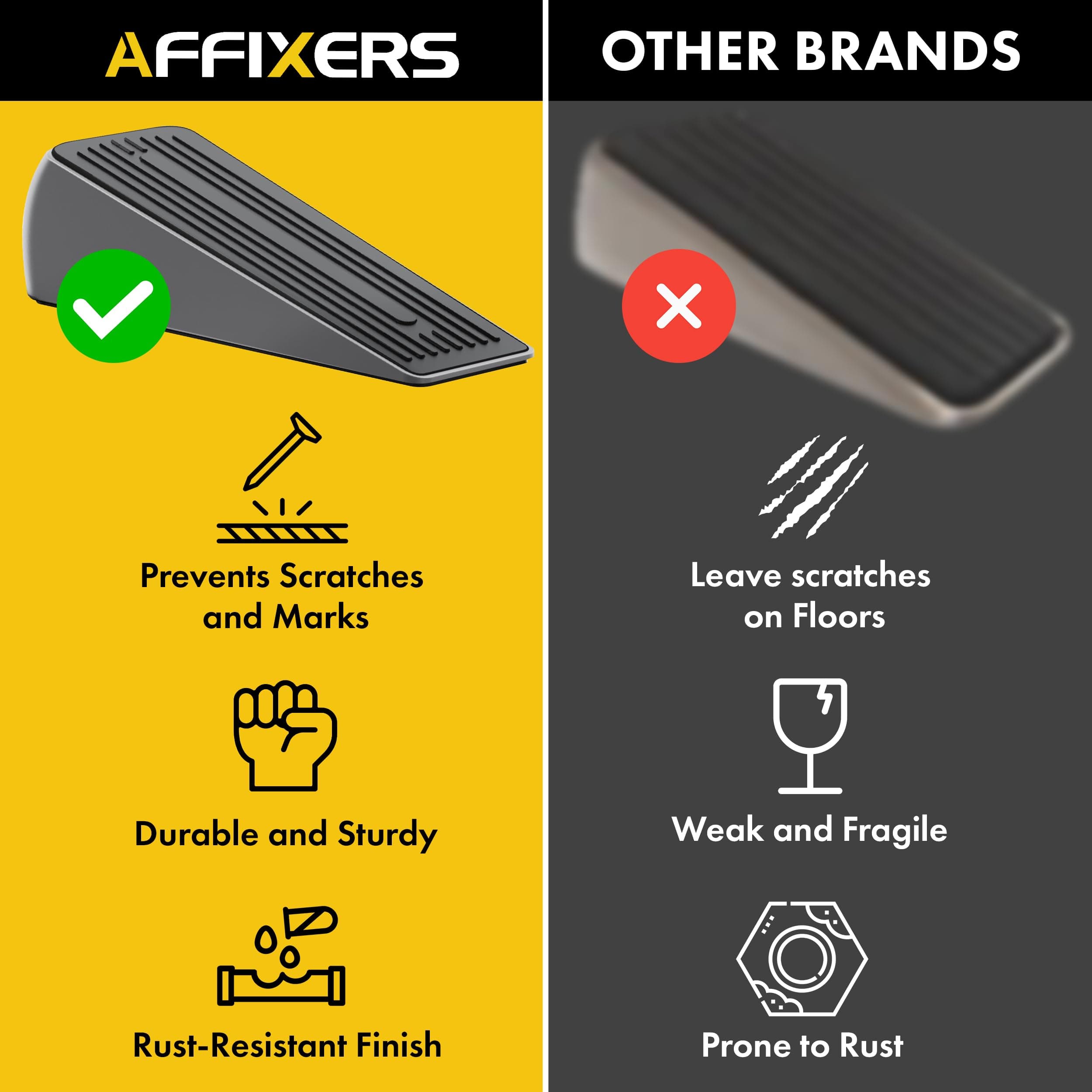 Premium Chrome Zinc Alloy Rubber Door Stop, Anti-Skid, Heavy Duty Door Stoppers - Thumbnail 5