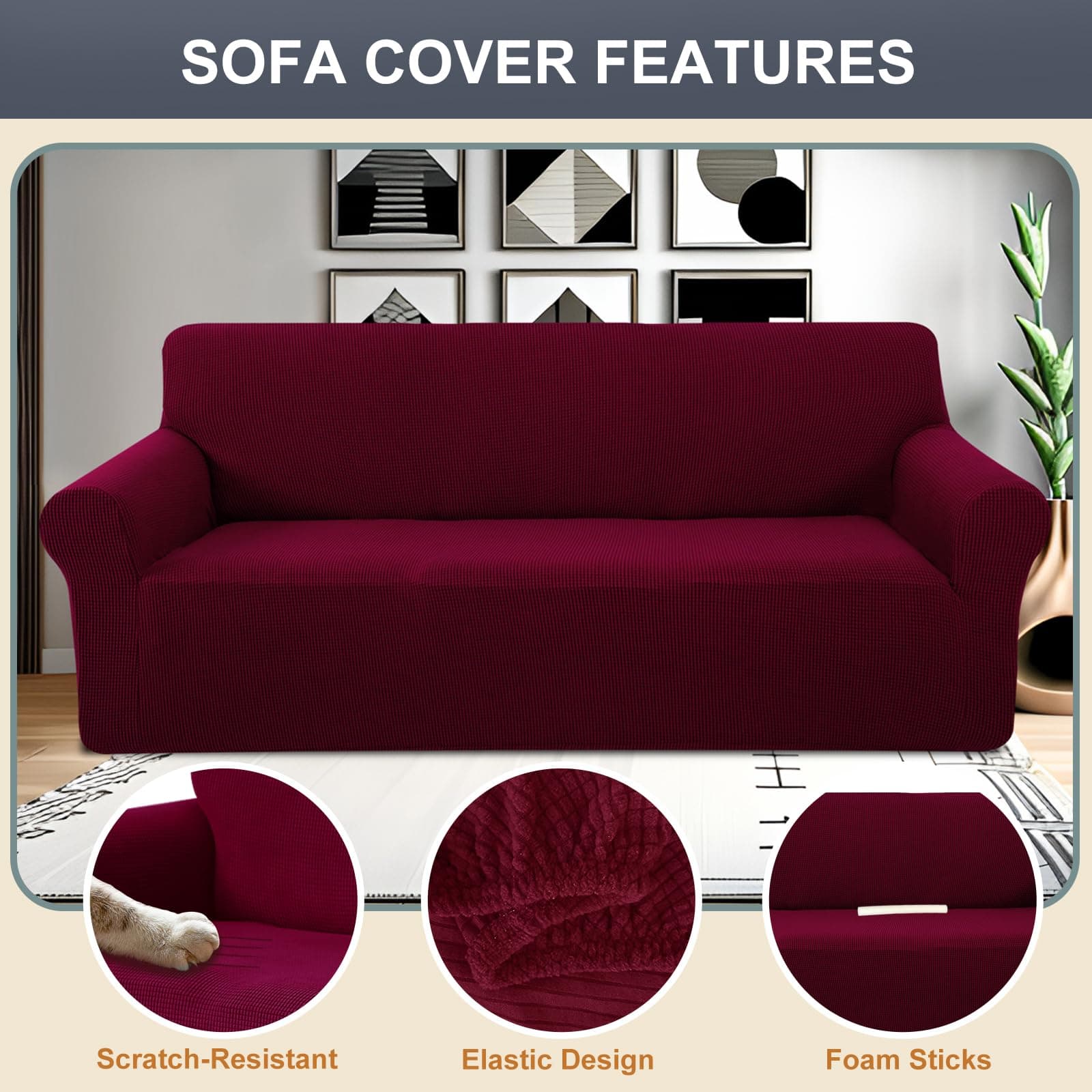 Luxshare Home Stretch Couch Cover Washable Sofa Slipcover Furniture Protector wi - Thumbnail 3