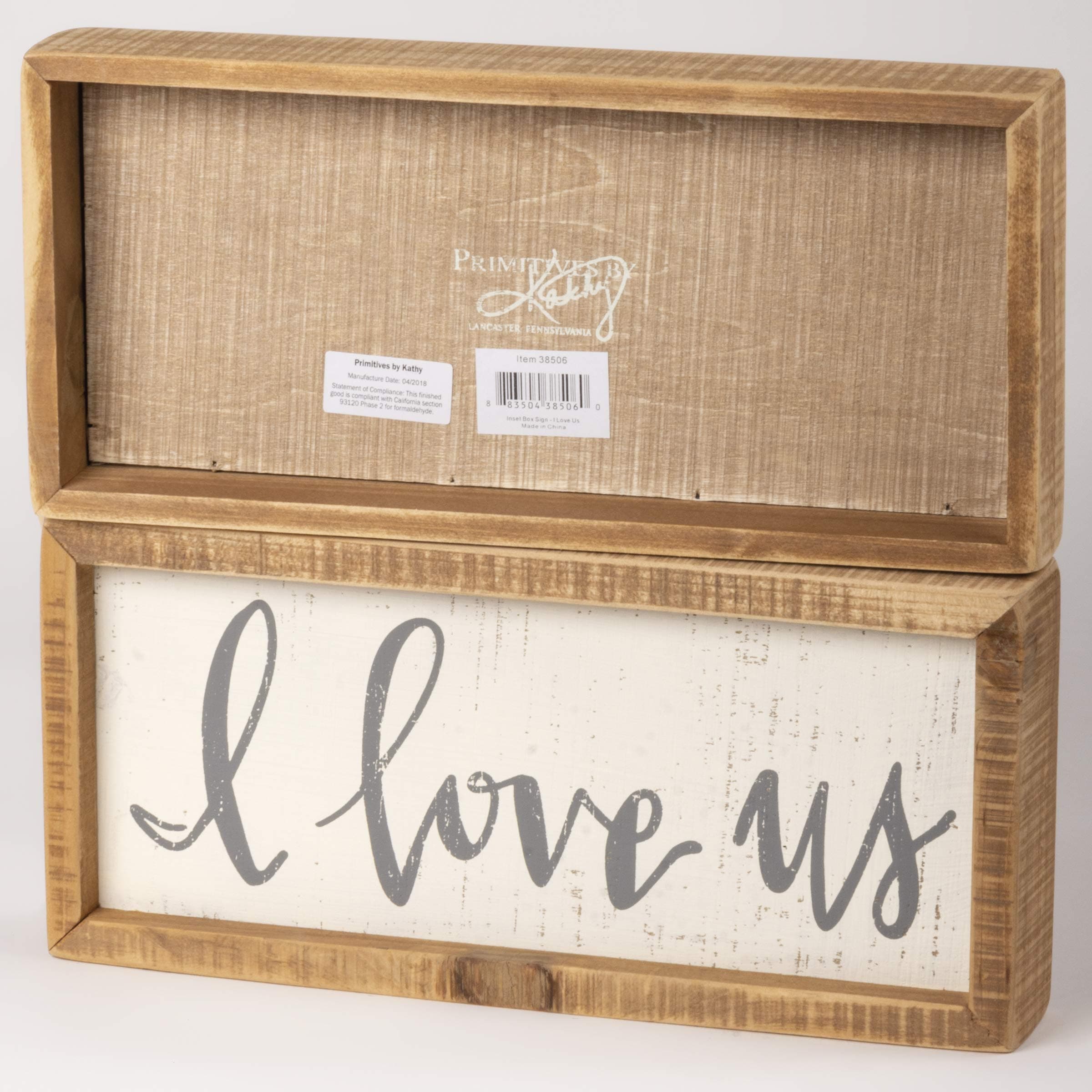 Primitives by Kathy 38506 Inset Hand-Lettered Box Sign, 12" x 5.5", I Love Us - Thumbnail 2