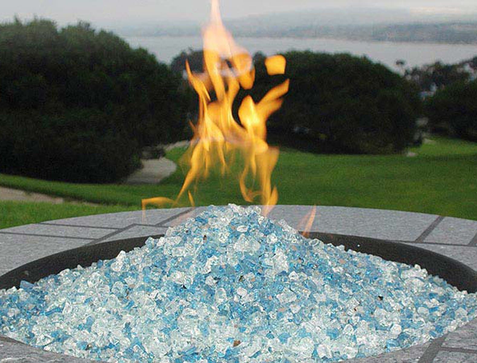 AZ Patio fire Pit Glass for Propane Gas firepit Table in Bahama Blend,10LBS - Thumbnail 2