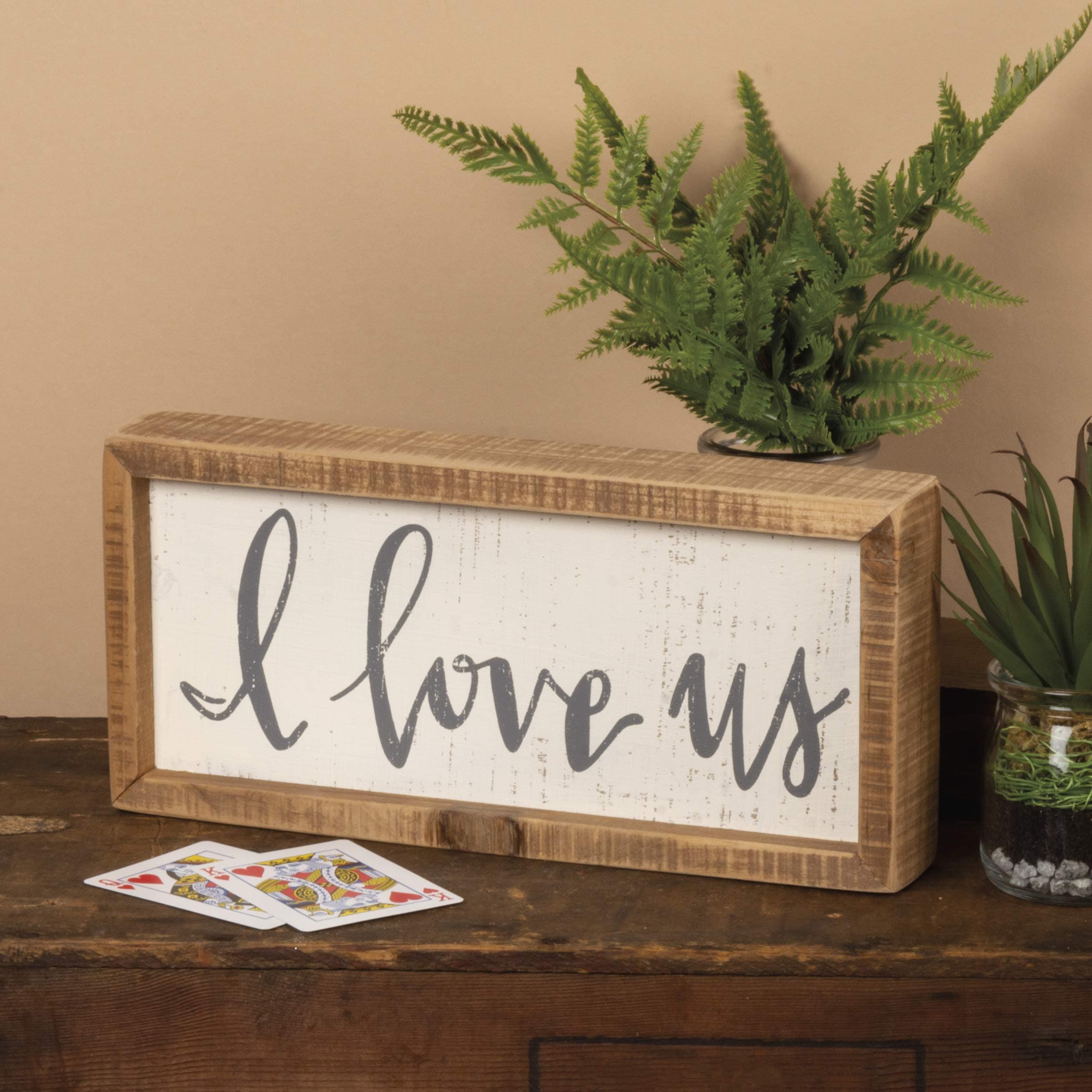 Primitives by Kathy 38506 Inset Hand-Lettered Box Sign, 12" x 5.5", I Love Us - Thumbnail 3