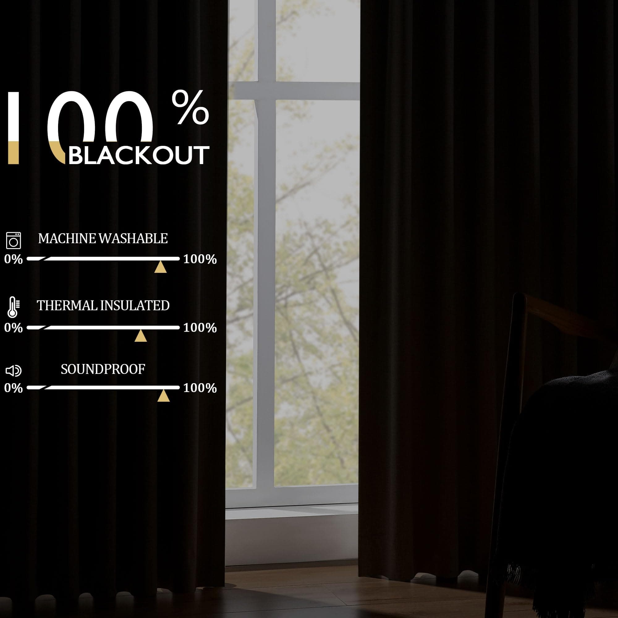 BSfullts Blackout Curtains 80 Inch Long, Cream Beige Thermal Insulated Room Dark - Thumbnail 2