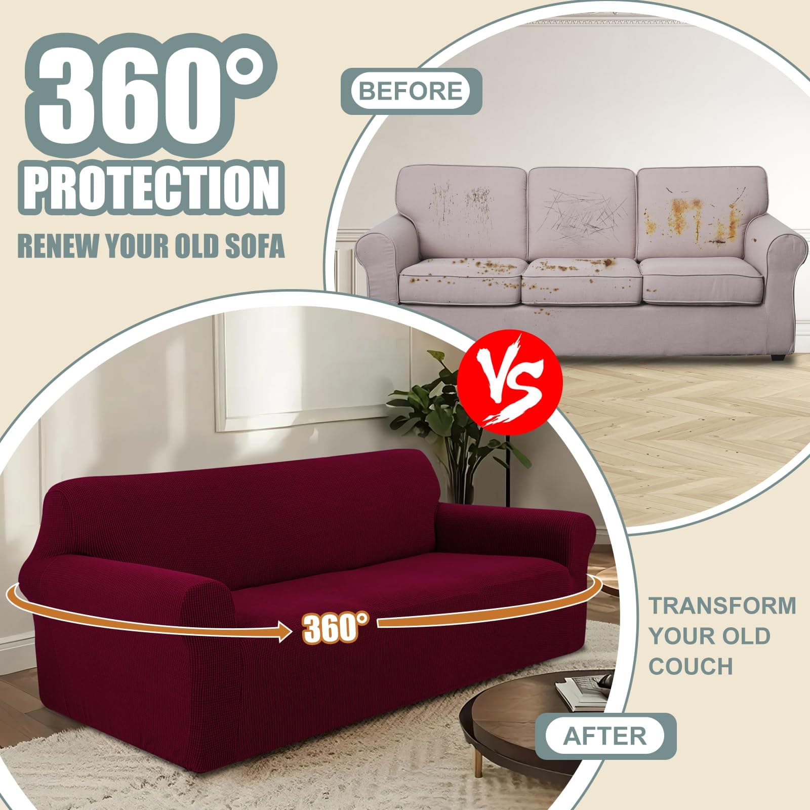 Luxshare Home Stretch Couch Cover Washable Sofa Slipcover Furniture Protector wi - Thumbnail 4
