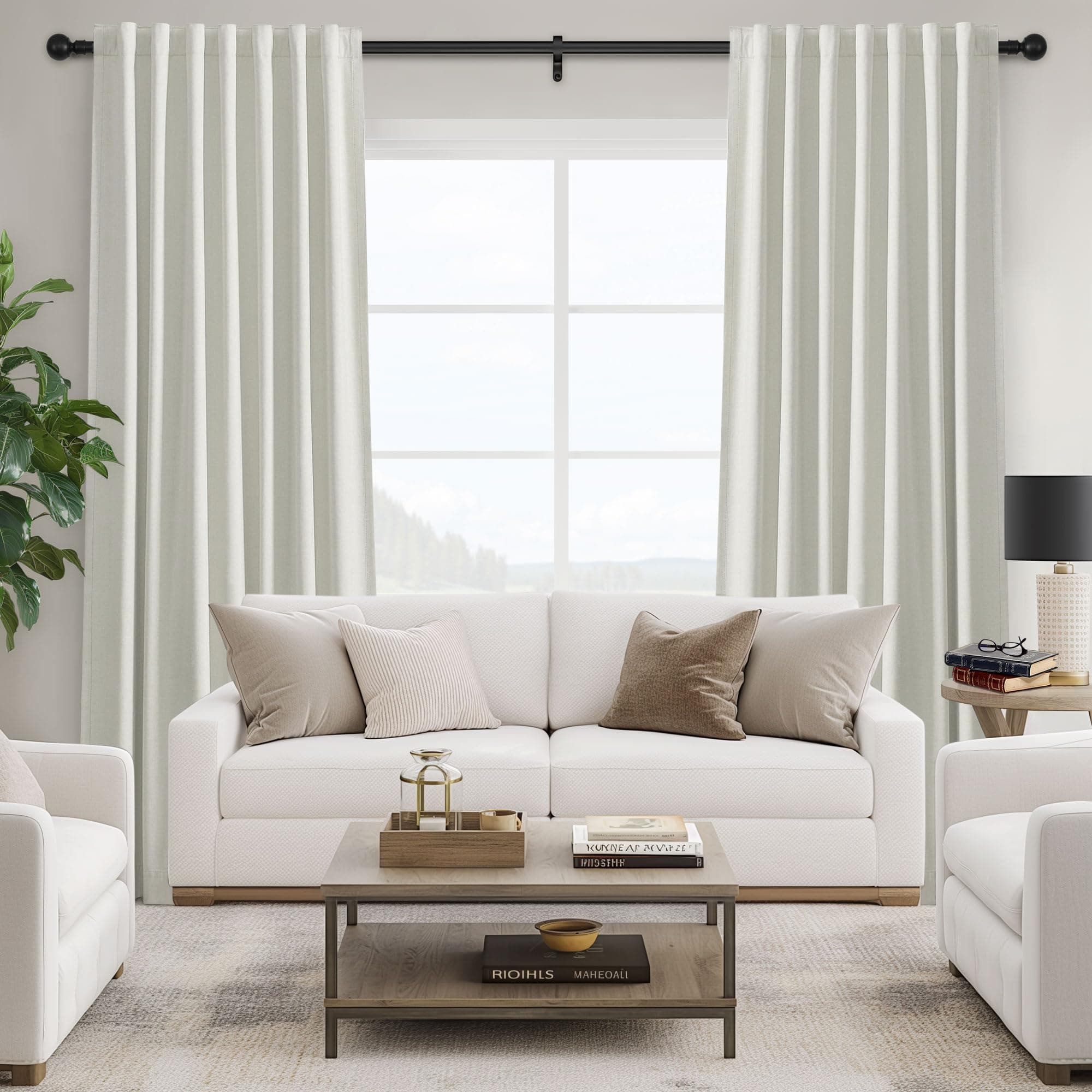 BSfullts Blackout Curtains 80 Inch Long, Cream Beige Thermal Insulated Room Dark - Thumbnail 7