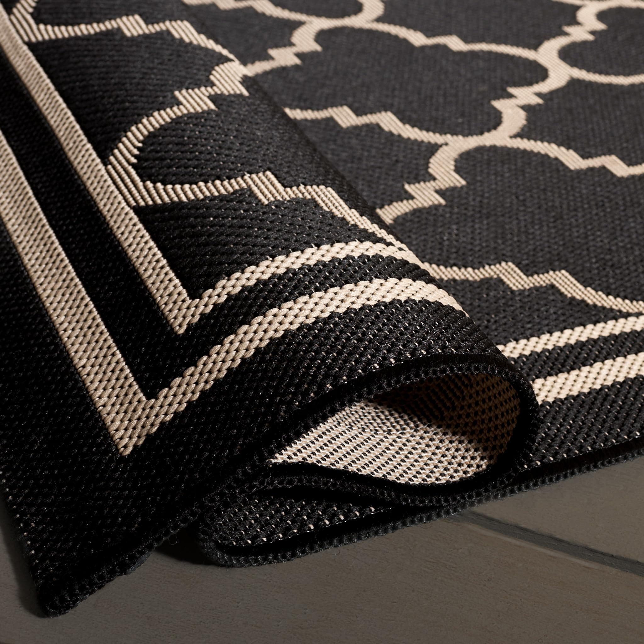 SAFAVIEH Washable Rug Outdoor Courtyard Collection - 2' x 3'7", Black & Beige, N - Thumbnail 6