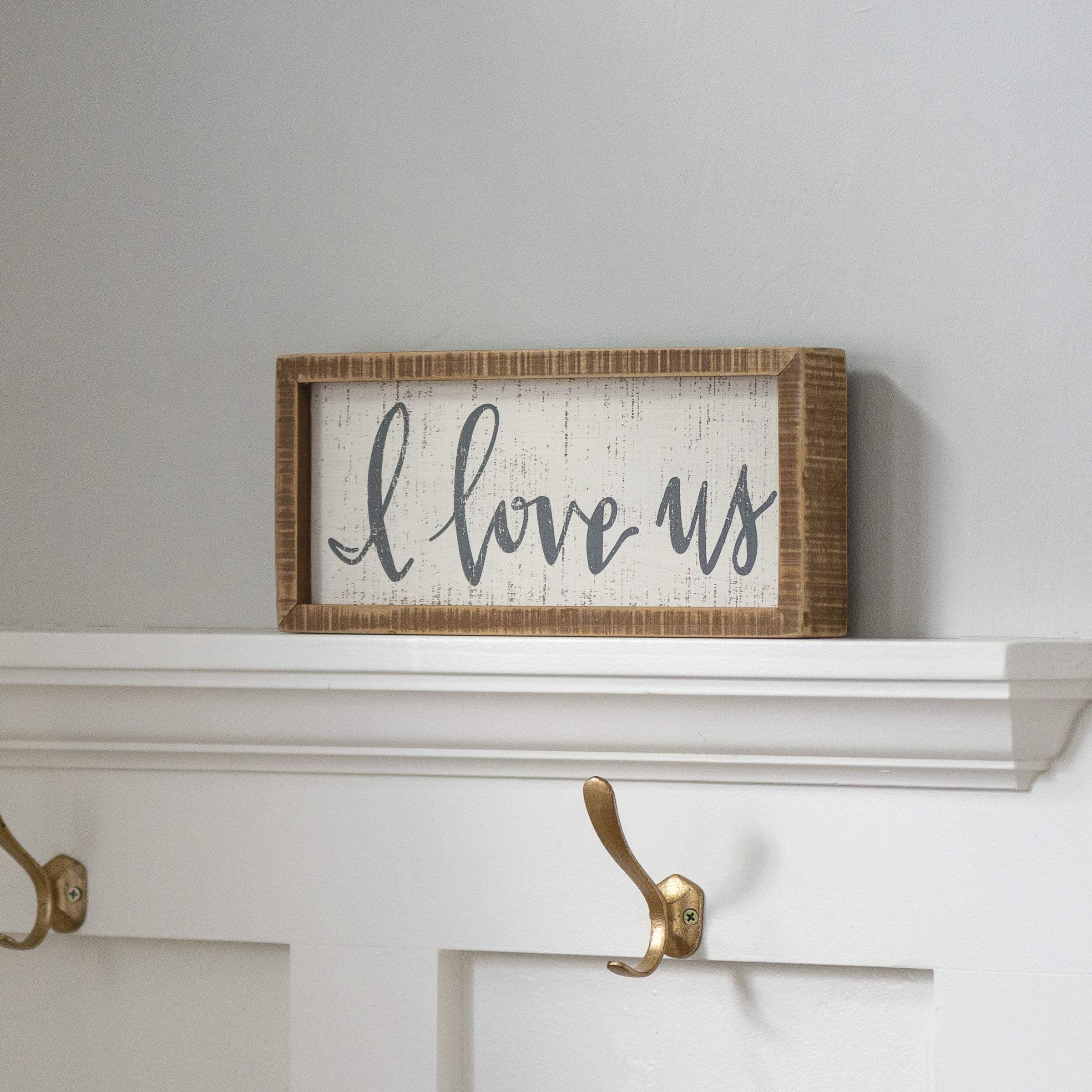 Primitives by Kathy 38506 Inset Hand-Lettered Box Sign, 12" x 5.5", I Love Us - Thumbnail 4