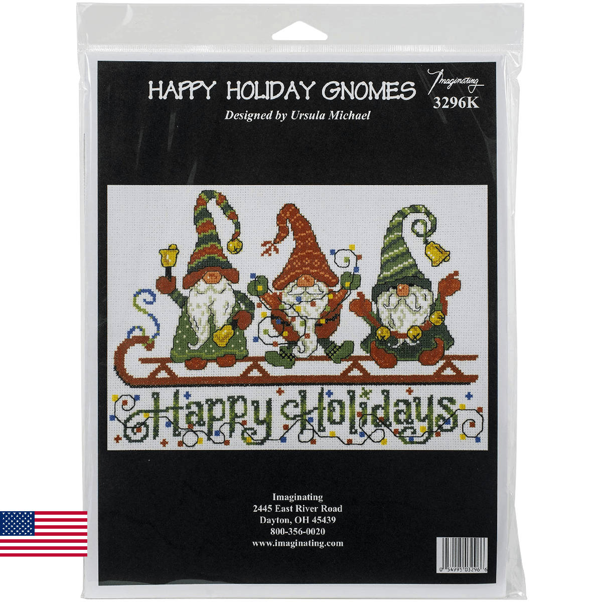 M & R Technologies Cross Stitch Xmas, Happy Holiday Gnomes (14 Count) (3296) - Image 1