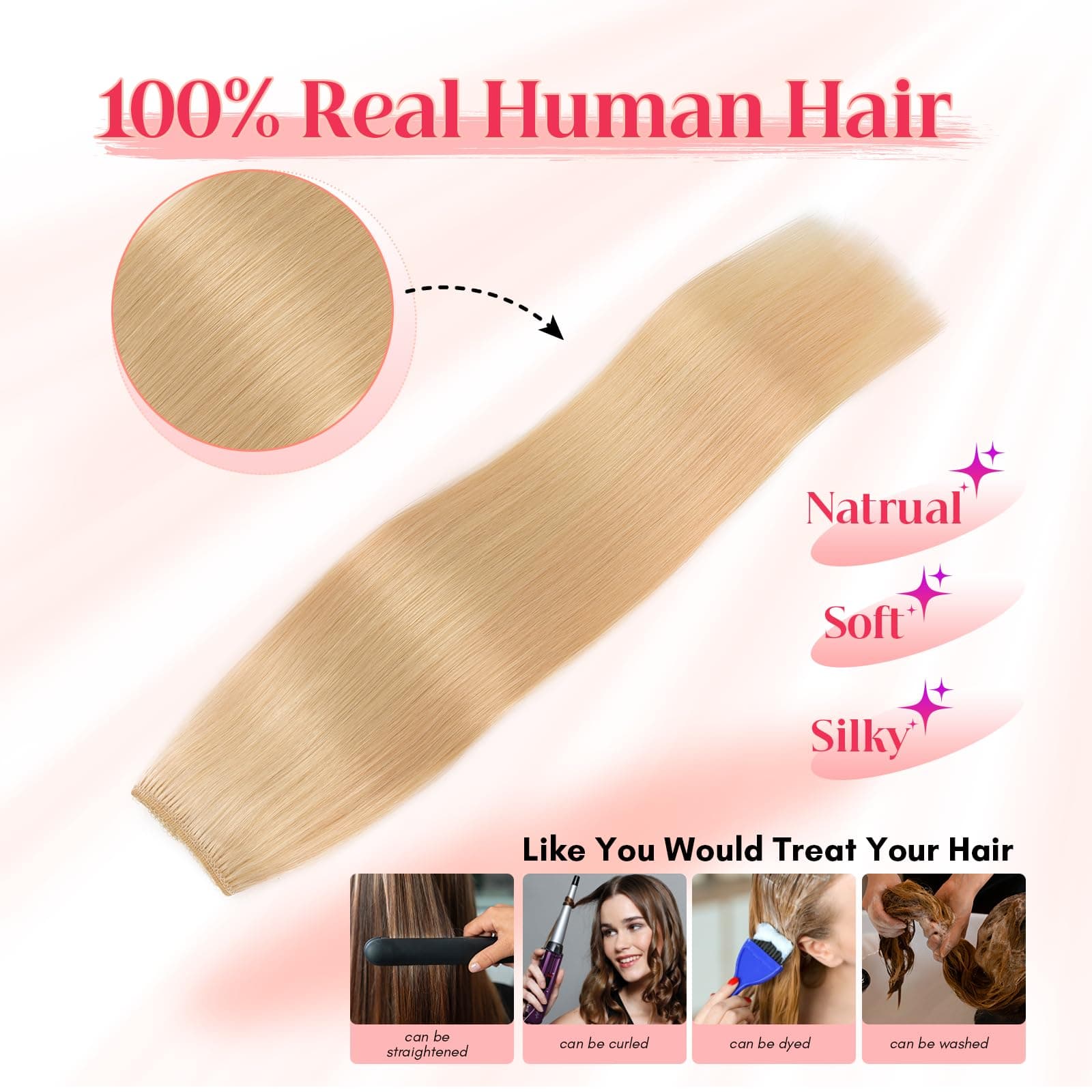 Rich Choices Halo Hair Extensions Real Human Hair 100% Remy Human Hair Halo Exte - Thumbnail 8