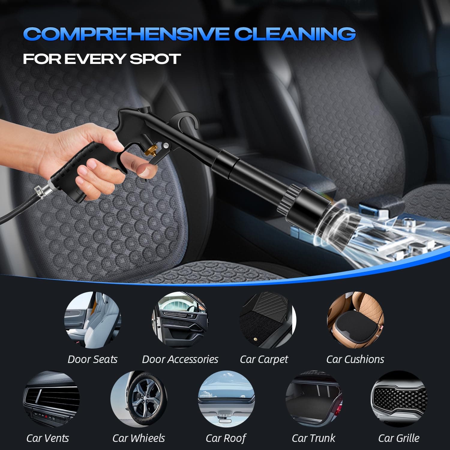 Geyphug Car Cleaning Gun Detailing Interior Dryer Air Blow Gun, High Pressure Bl - Thumbnail 6