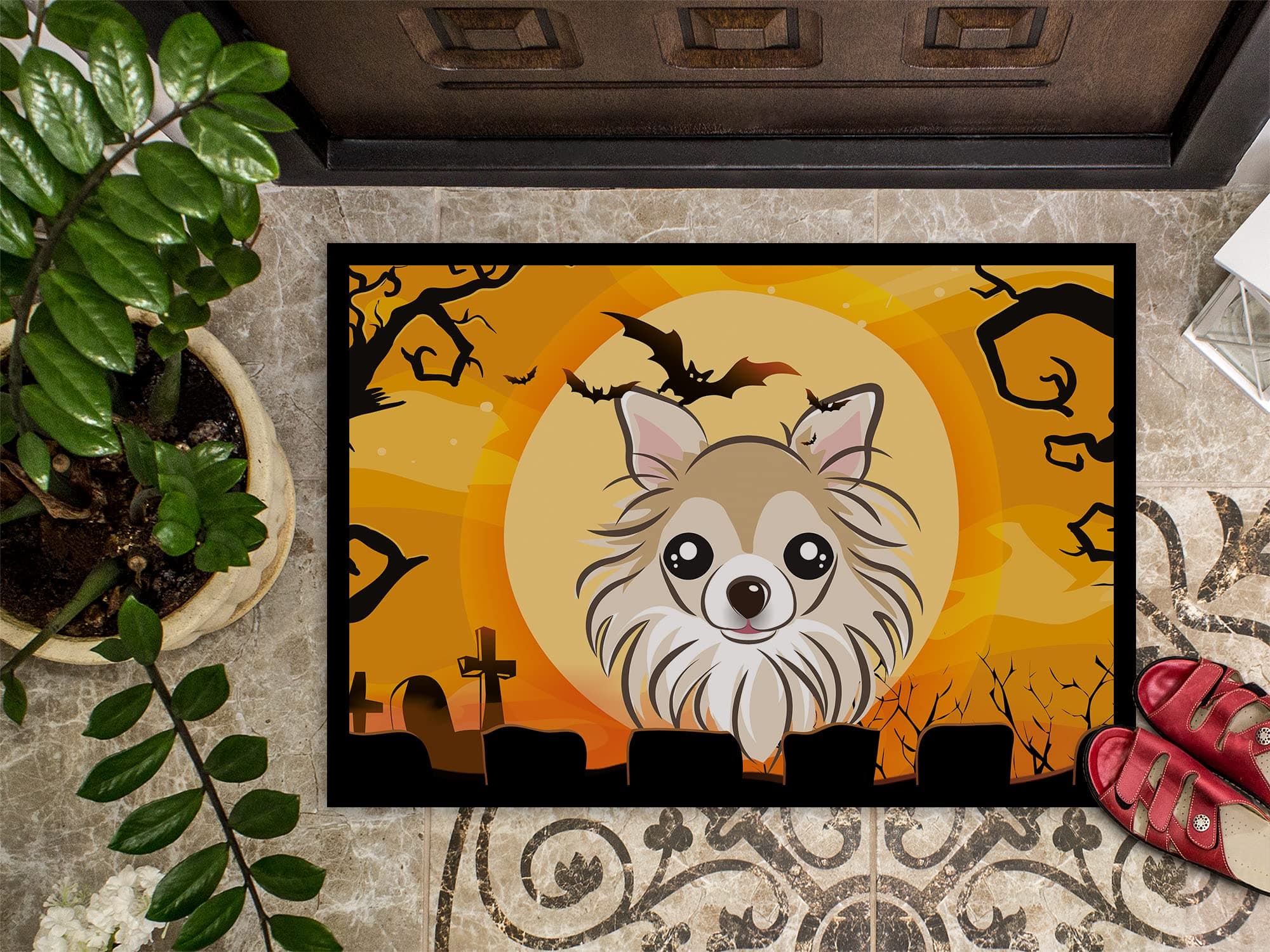 Caroline's Treasures BB1809MAT Halloween Chihuahua Doormat 18x27 Front Door Mat - Thumbnail 3