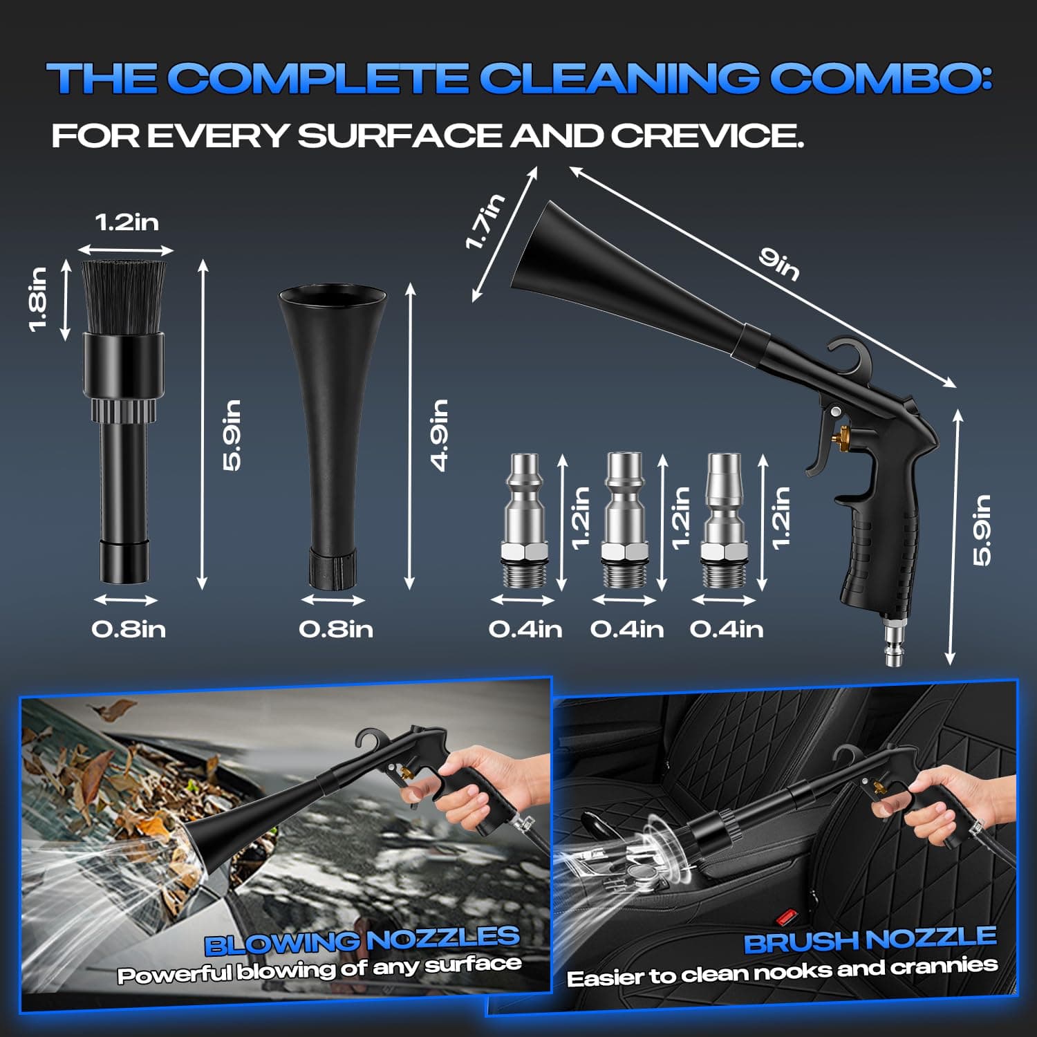 Geyphug Car Cleaning Gun Detailing Interior Dryer Air Blow Gun, High Pressure Bl - Thumbnail 4