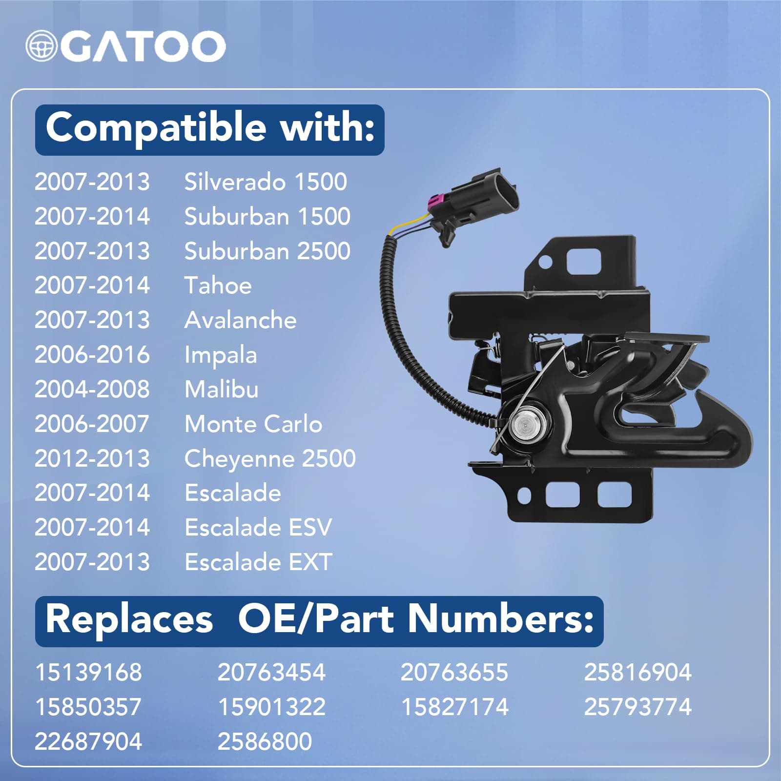 Front Hood Latch Lock Assembly Fit for Chevy Tahoe Silverado Suburban Impala Ava - Thumbnail 3