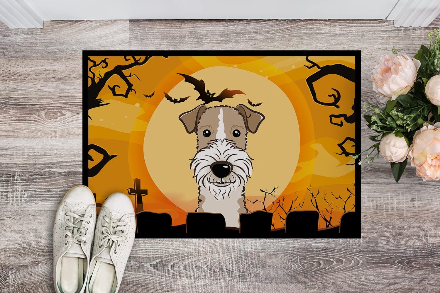 Caroline's Treasures BB1805MAT Halloween Wire Haired Fox Terrier Doormat 18x27 F - Thumbnail 2