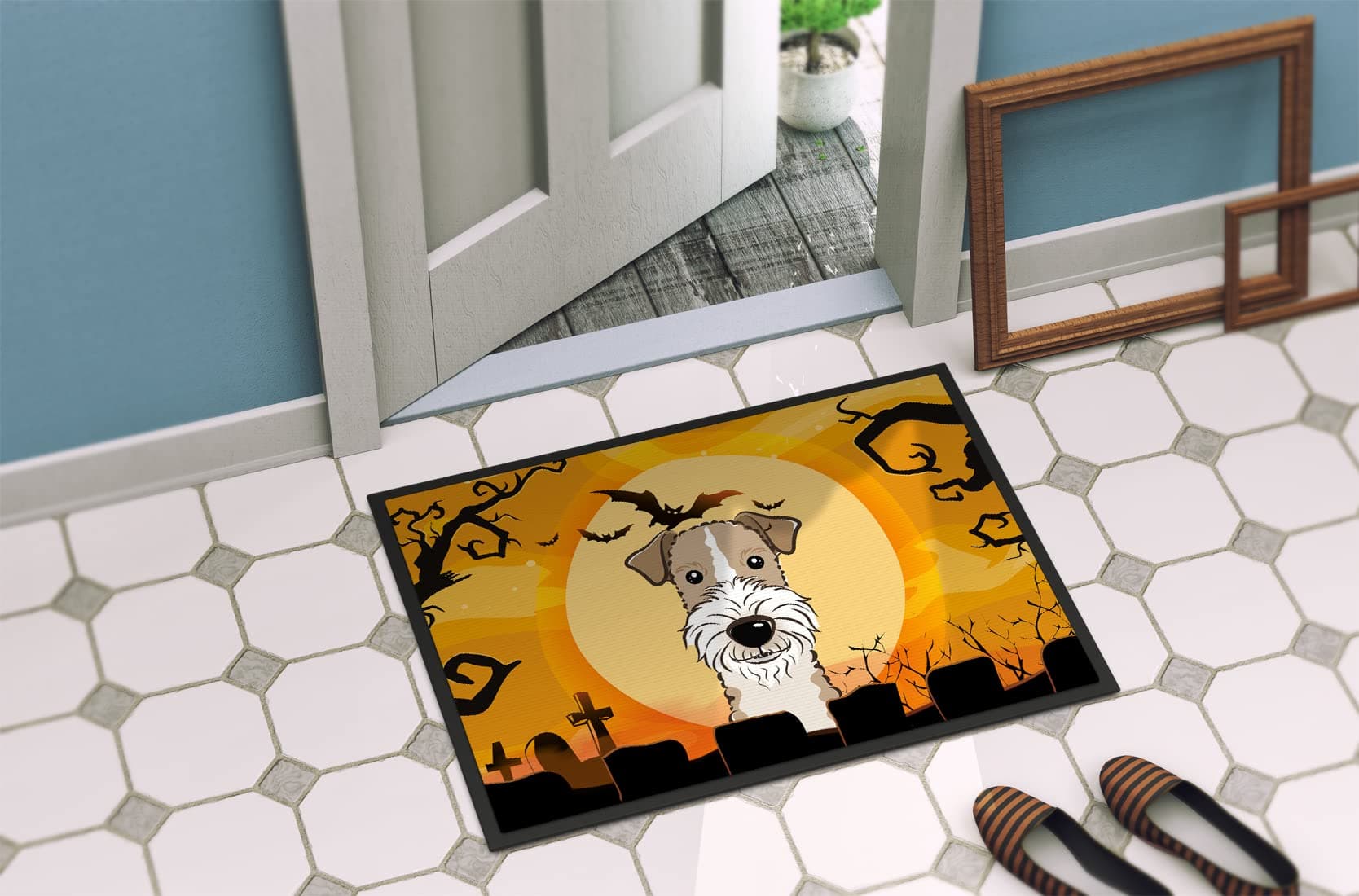 Caroline's Treasures BB1805MAT Halloween Wire Haired Fox Terrier Doormat 18x27 F - Thumbnail 4