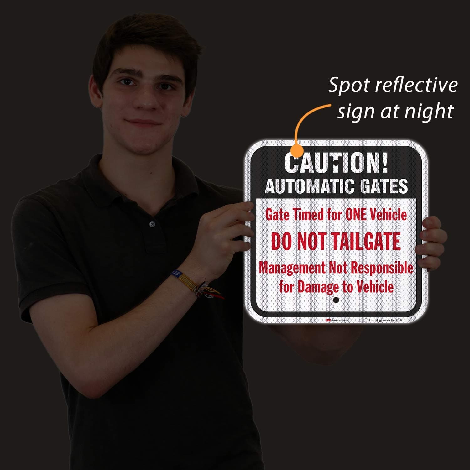 SmartSign - K-8284-HI-12x12 "Caution - Automatic Gates, Do Not Tailgate" Sign | - Thumbnail 2