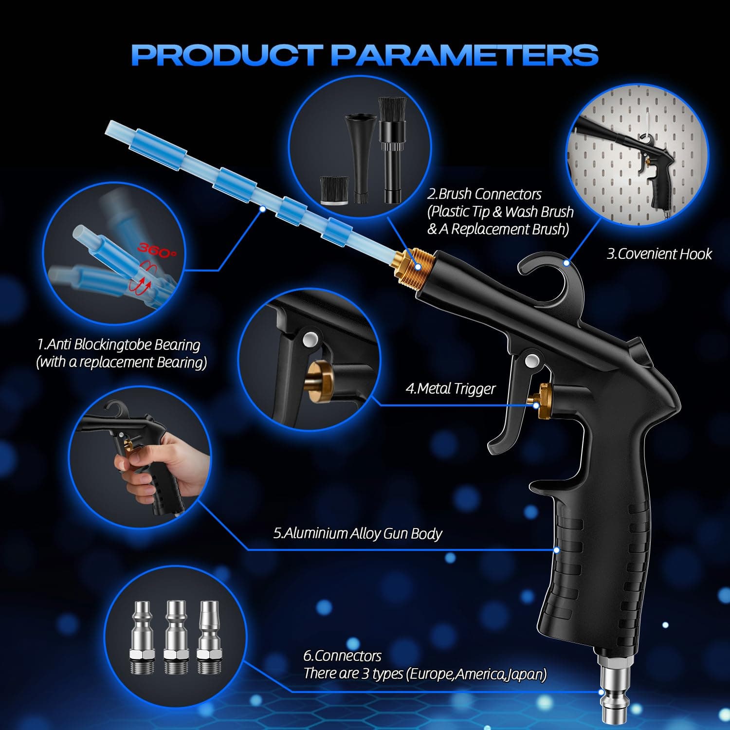 Geyphug Car Cleaning Gun Detailing Interior Dryer Air Blow Gun, High Pressure Bl - Thumbnail 2