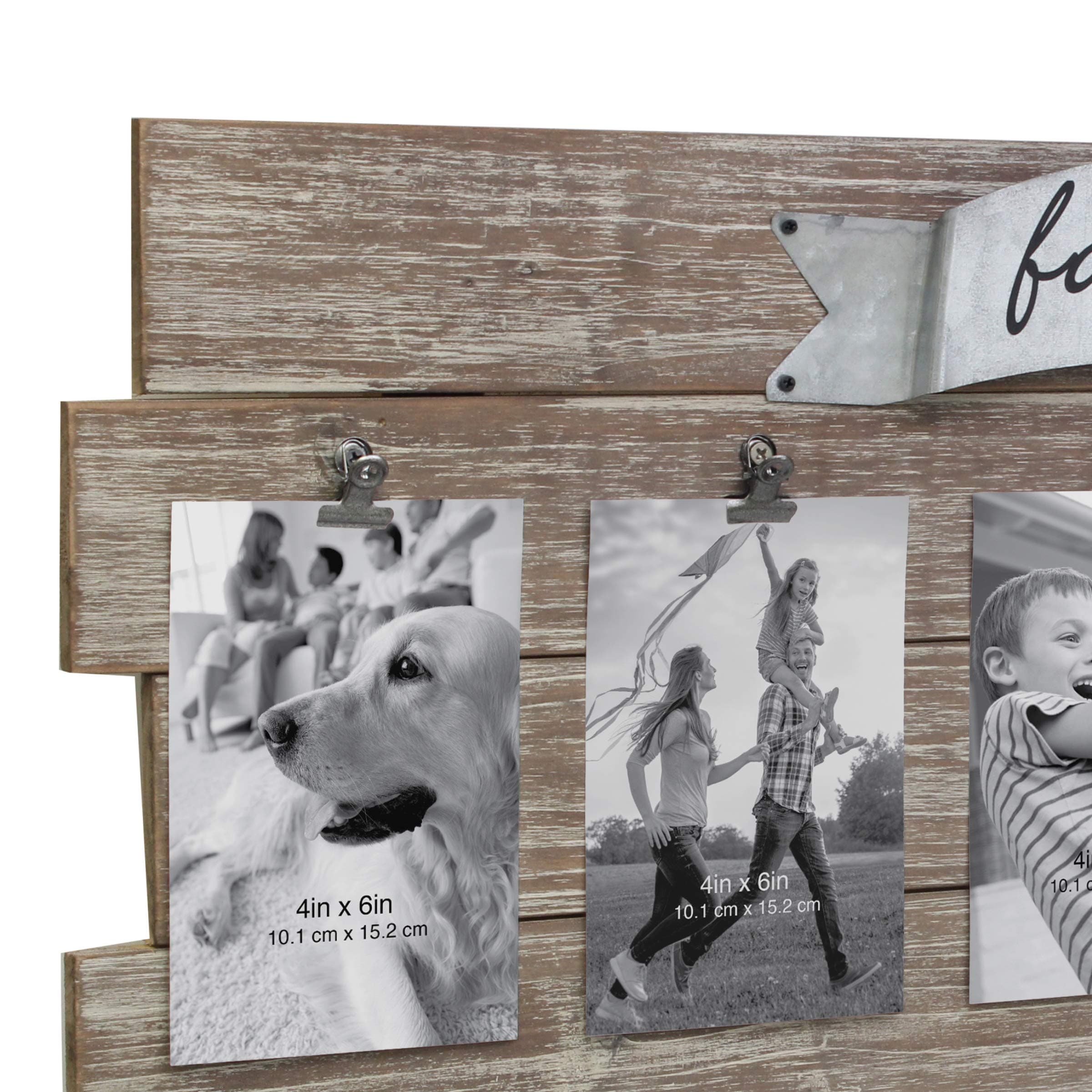 Stonebriar Rustic Wood Collage Picture Frame with Clips and Metal Detail Brown 2 - Thumbnail 3