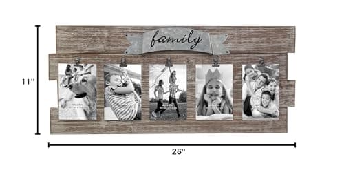 Stonebriar Rustic Wood Collage Picture Frame with Clips and Metal Detail Brown 2 - Thumbnail 6