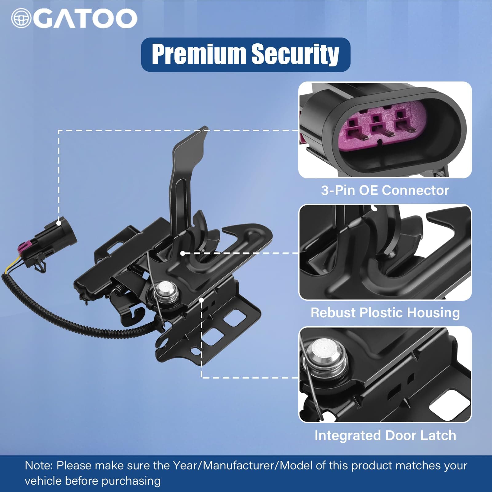 Front Hood Latch Lock Assembly Fit for Chevy Tahoe Silverado Suburban Impala Ava - Thumbnail 6