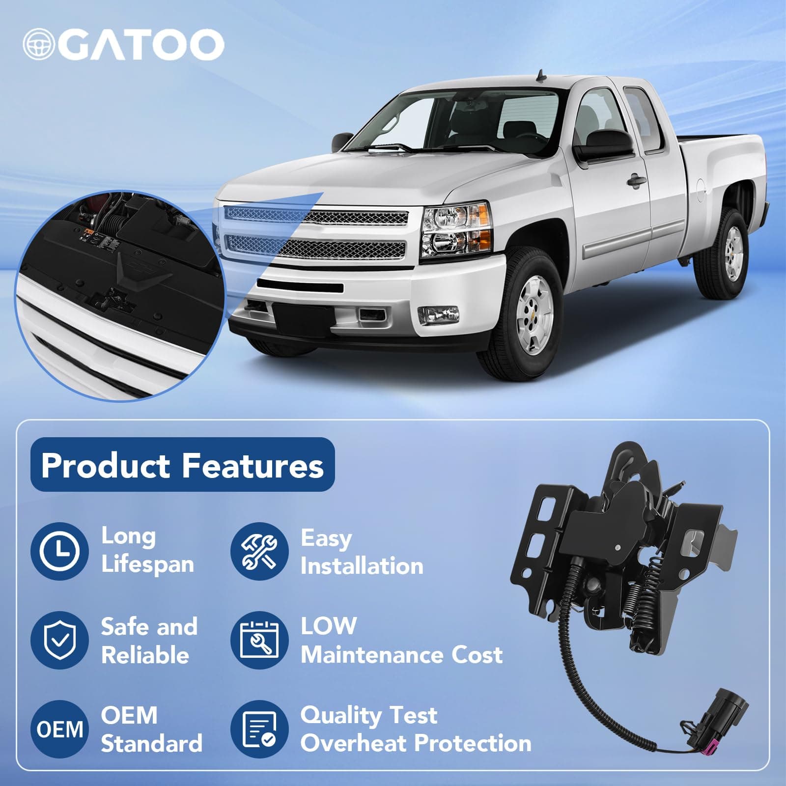 Front Hood Latch Lock Assembly Fit for Chevy Tahoe Silverado Suburban Impala Ava - Thumbnail 5