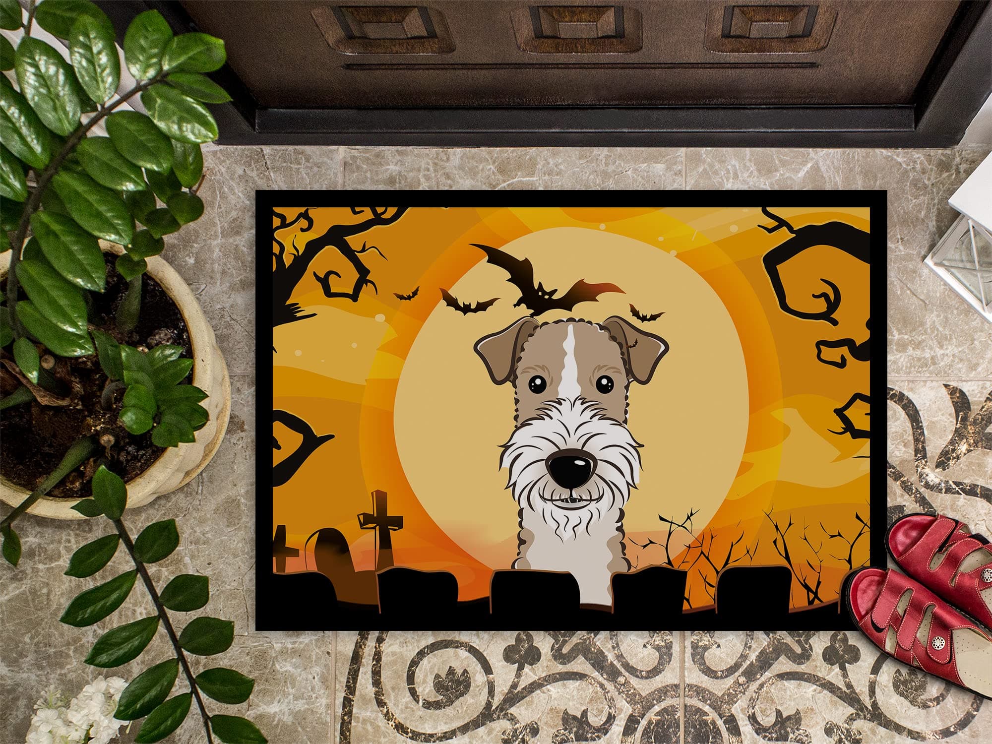 Caroline's Treasures BB1805MAT Halloween Wire Haired Fox Terrier Doormat 18x27 F - Thumbnail 3