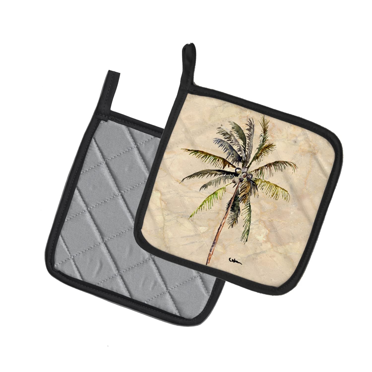 Caroline's Treasures Palm Tree Pair of Pot Holders Heat Resistant Oven Hot Pads - Thumbnail 2