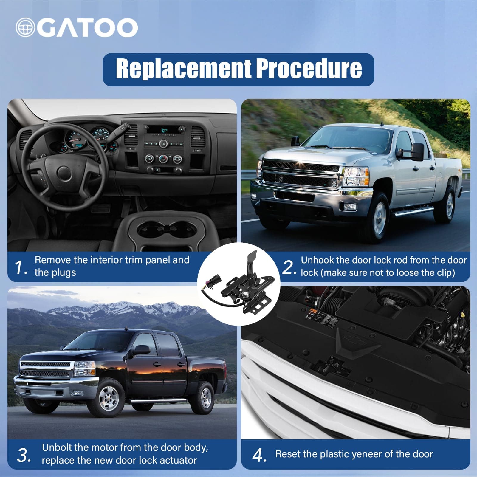 Front Hood Latch Lock Assembly Fit for Chevy Tahoe Silverado Suburban Impala Ava - Thumbnail 9