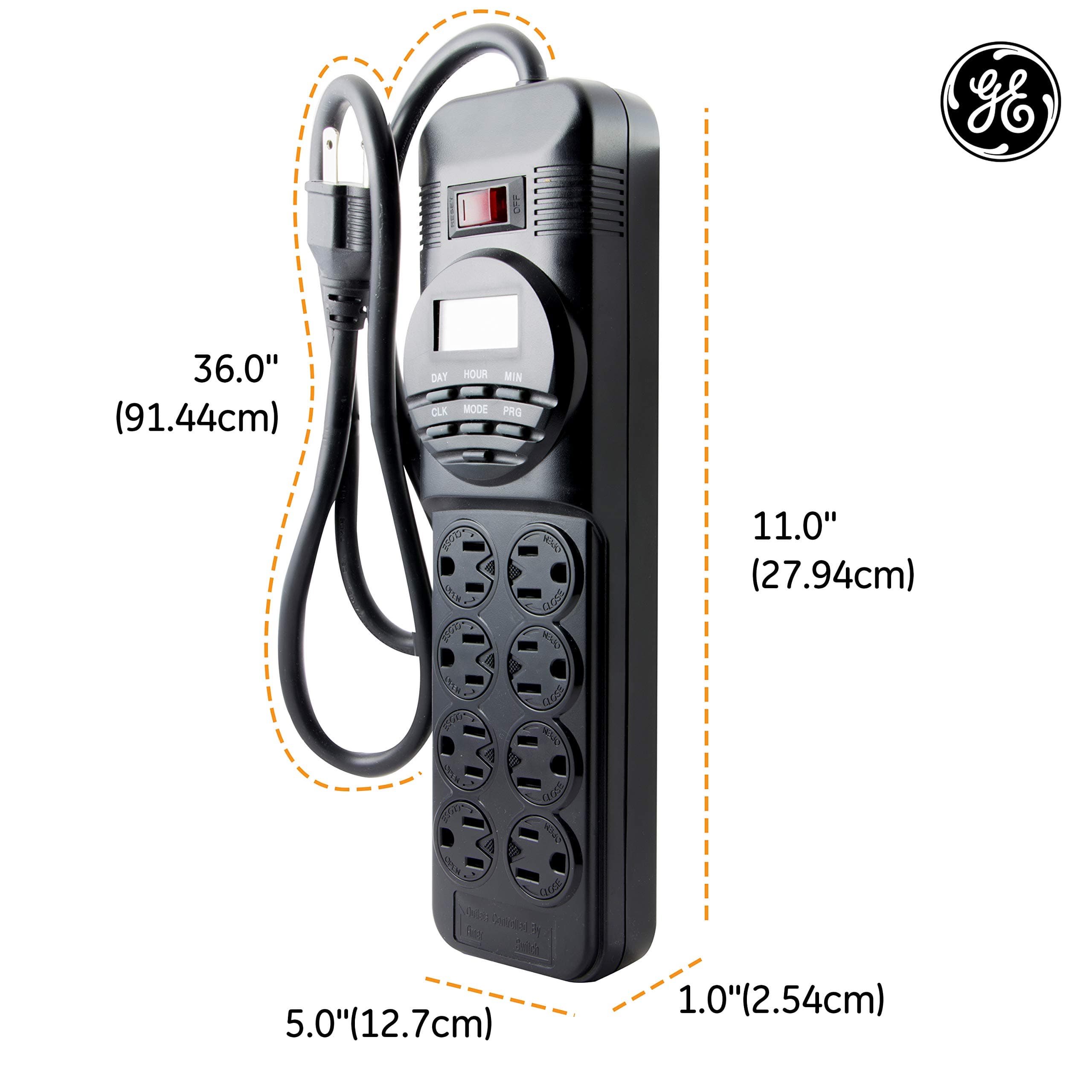 GE 7-Day Digital Power Strip with Timer, 15 AMP, 1800W, 120V, 8 Outlet Timer, 4 - Thumbnail 8