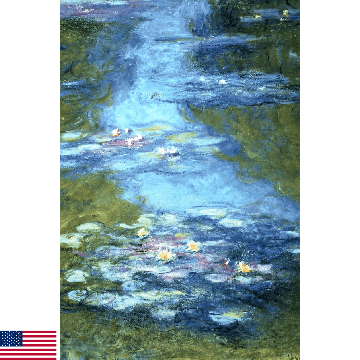Claude Monet Water Lilies Poster Circa 1916 Flower Pond Painting French Impressi - Image 1