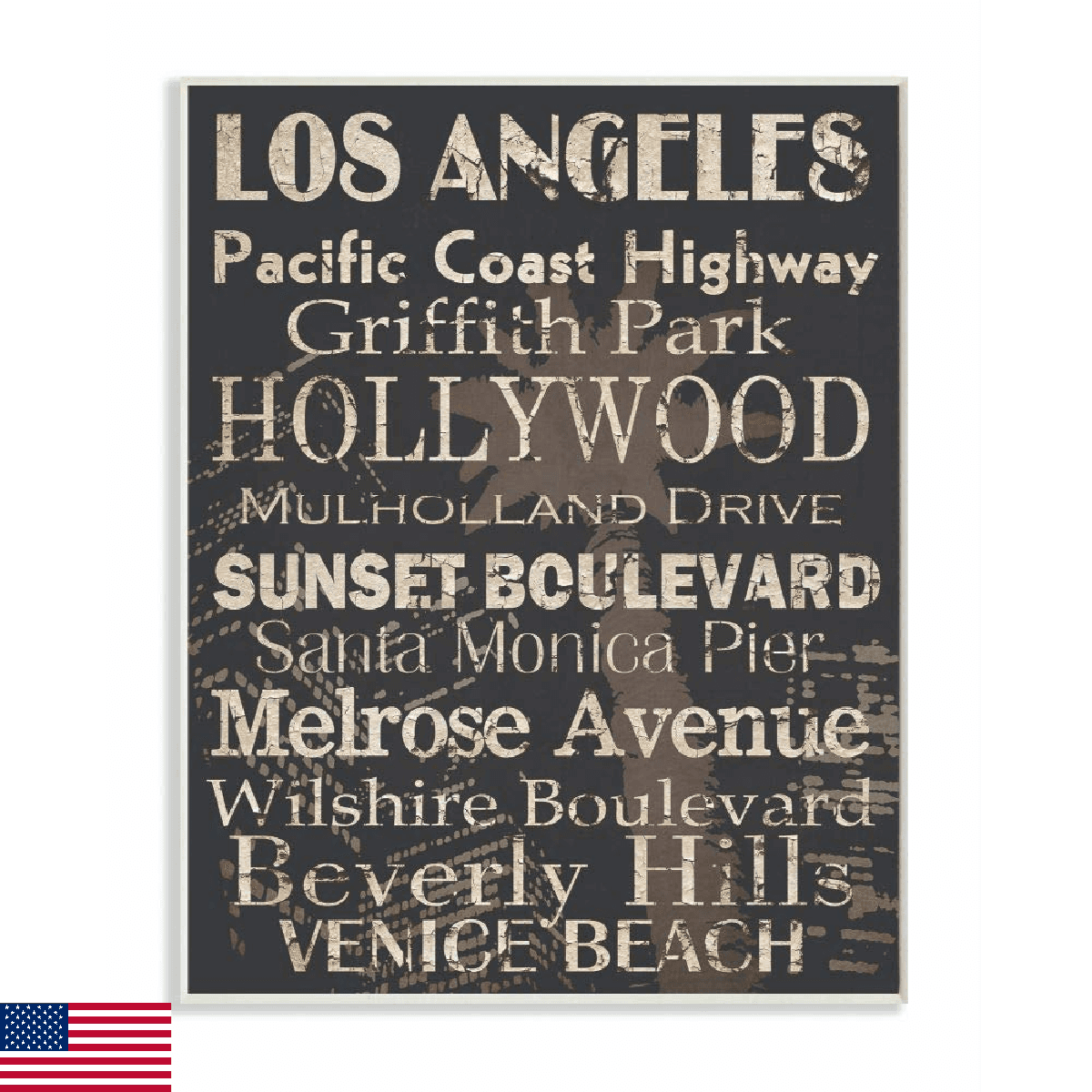 Stupell Home Décor Los Angeles Landmark Typography Rectangle Wall Plaque, 10 x 0 - Image 1
