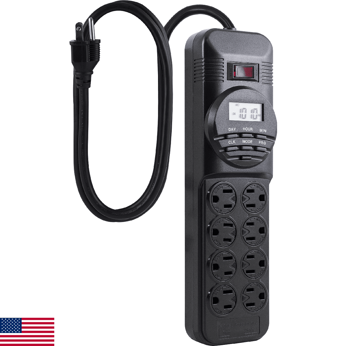 GE 7-Day Digital Power Strip with Timer, 15 AMP, 1800W, 120V, 8 Outlet Timer, 4 - Image 1