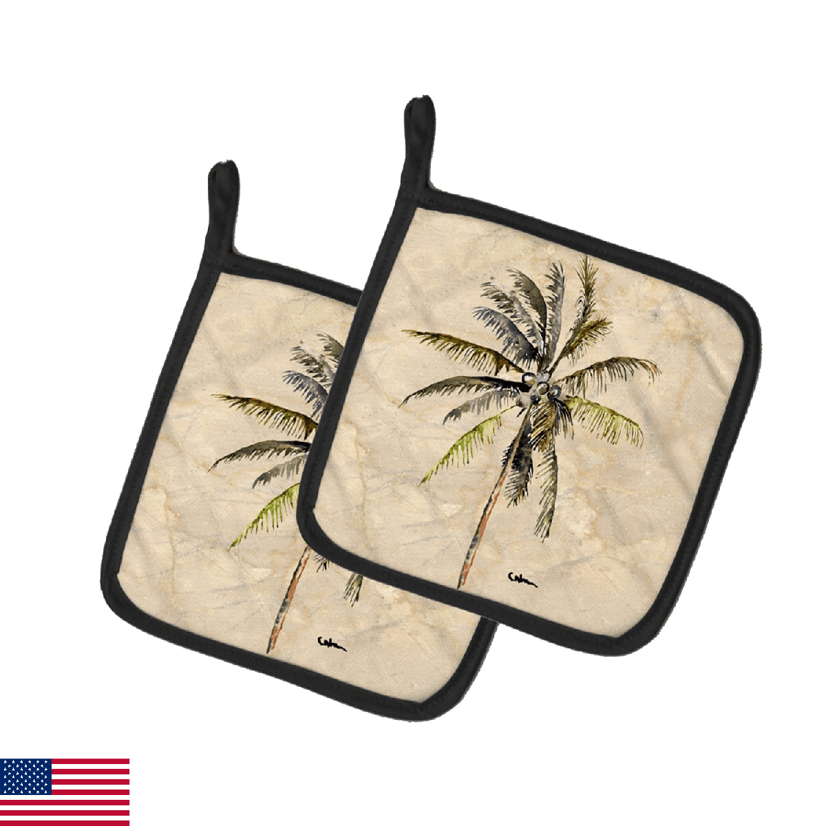 Caroline's Treasures Palm Tree Pair of Pot Holders Heat Resistant Oven Hot Pads - Image 1