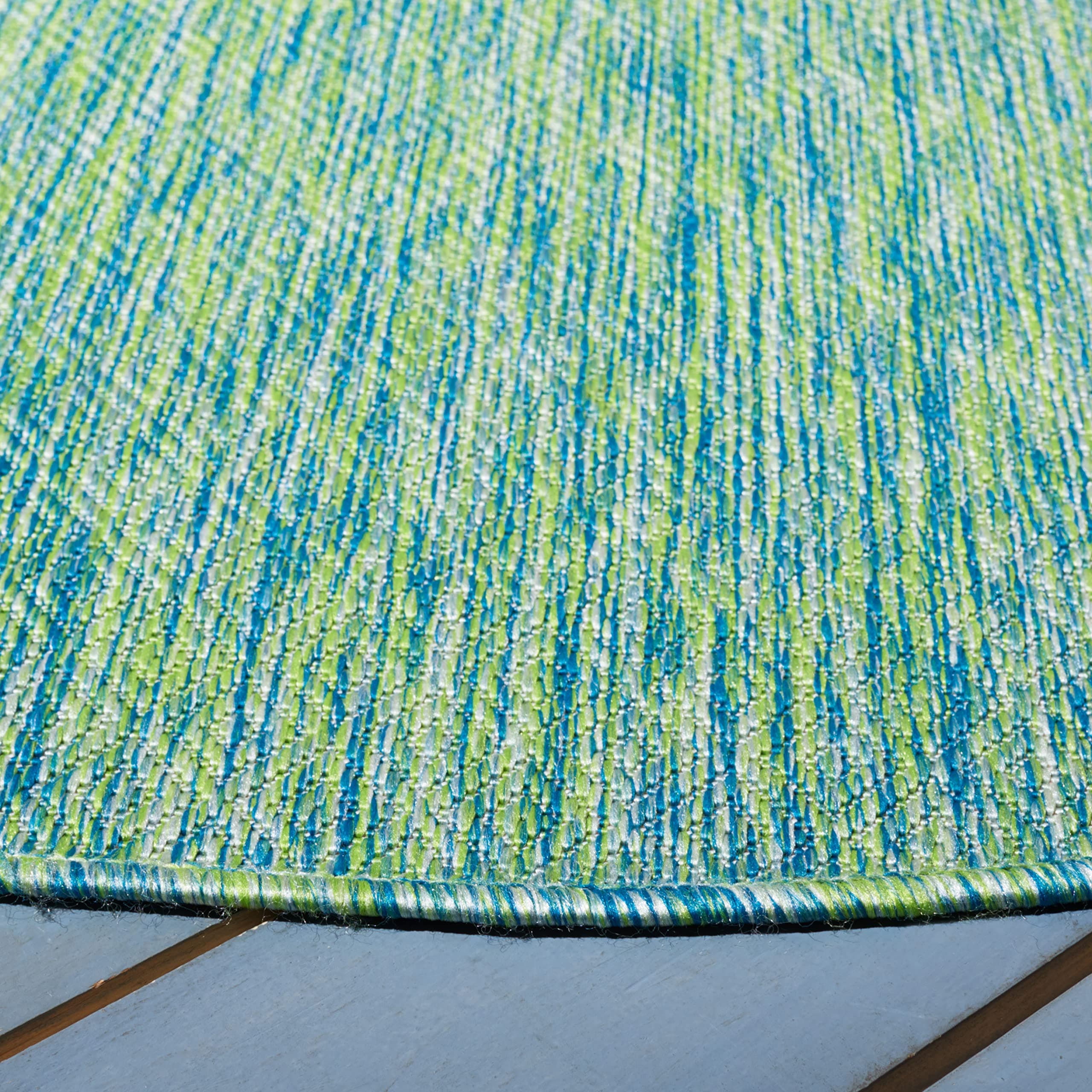 SAFAVIEH Courtyard Collection 4' Round Green/Blue CY8521 Indoor/Outdoor Non-Shed - Thumbnail 3