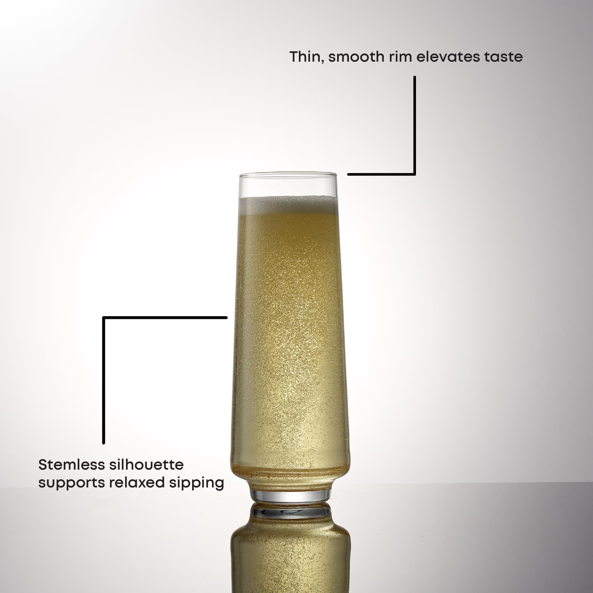 JoyJolt Sidney 9 oz Stemless Champagne Flutes Set of 4 | Modern Champagne Glasse - Thumbnail 6
