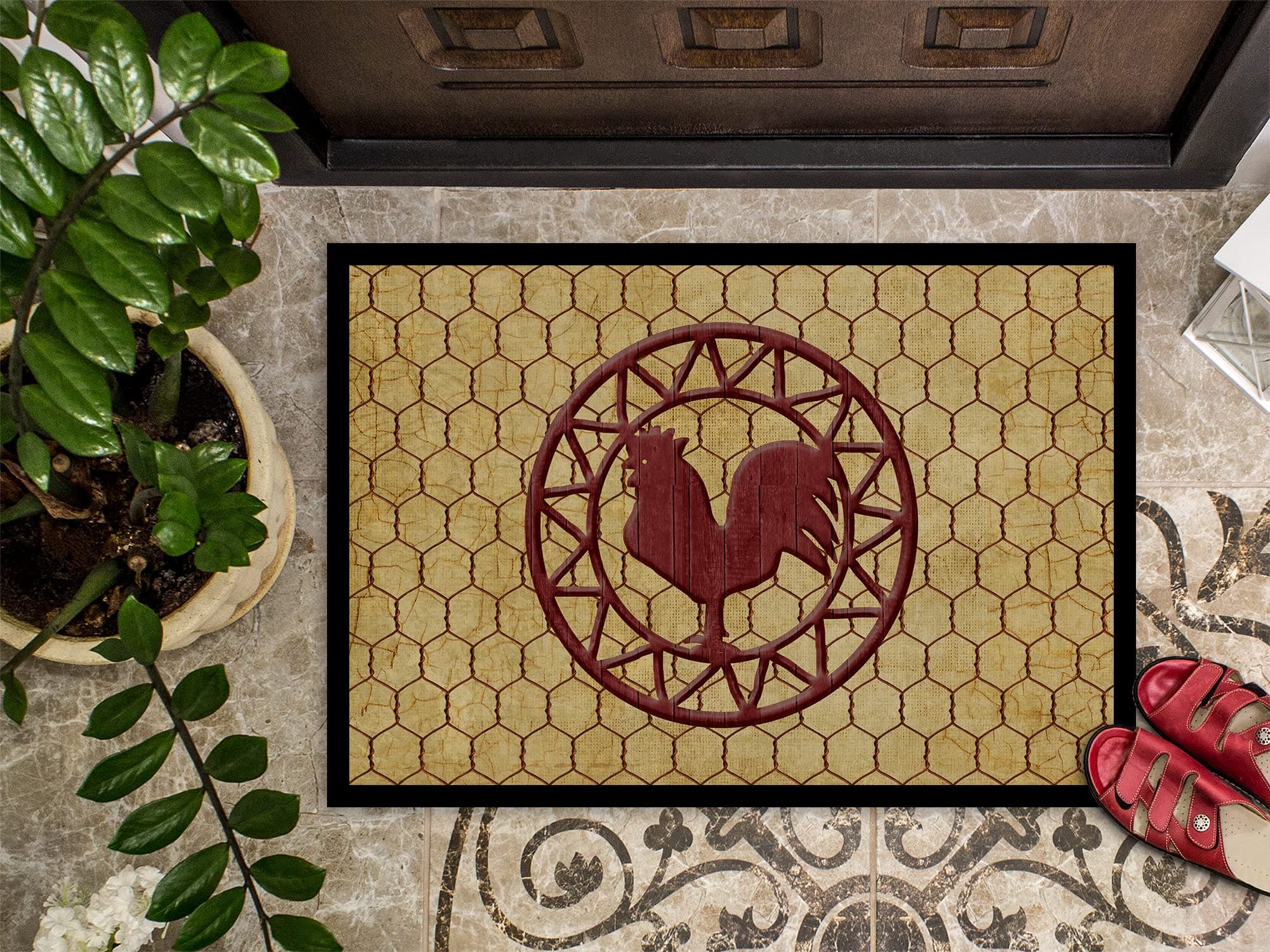 Caroline's Treasures SB3085MAT Rooster Chicken Coop Doormat 18x27 Front Door Mat - Thumbnail 3