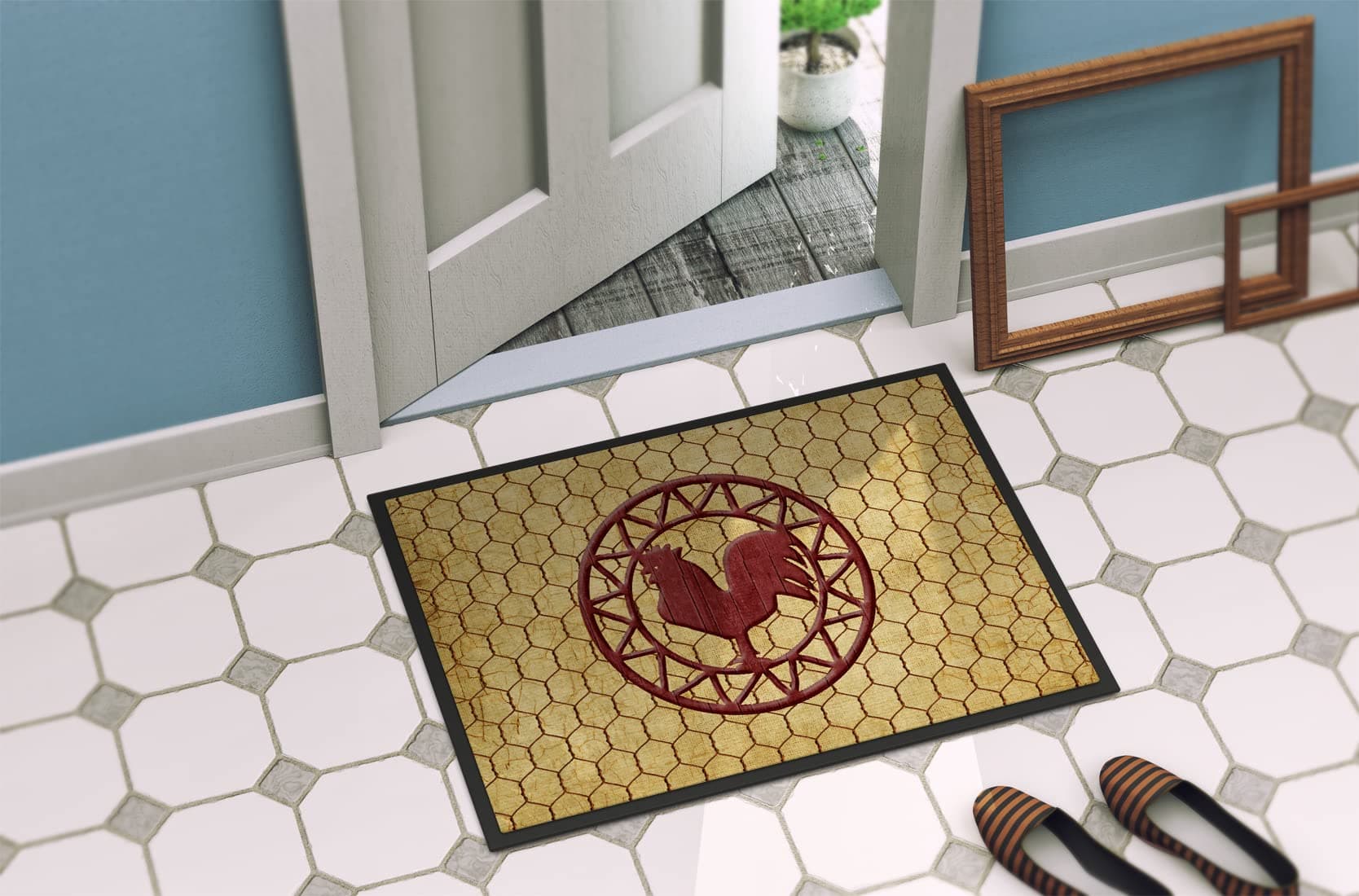 Caroline's Treasures SB3085MAT Rooster Chicken Coop Doormat 18x27 Front Door Mat - Thumbnail 4