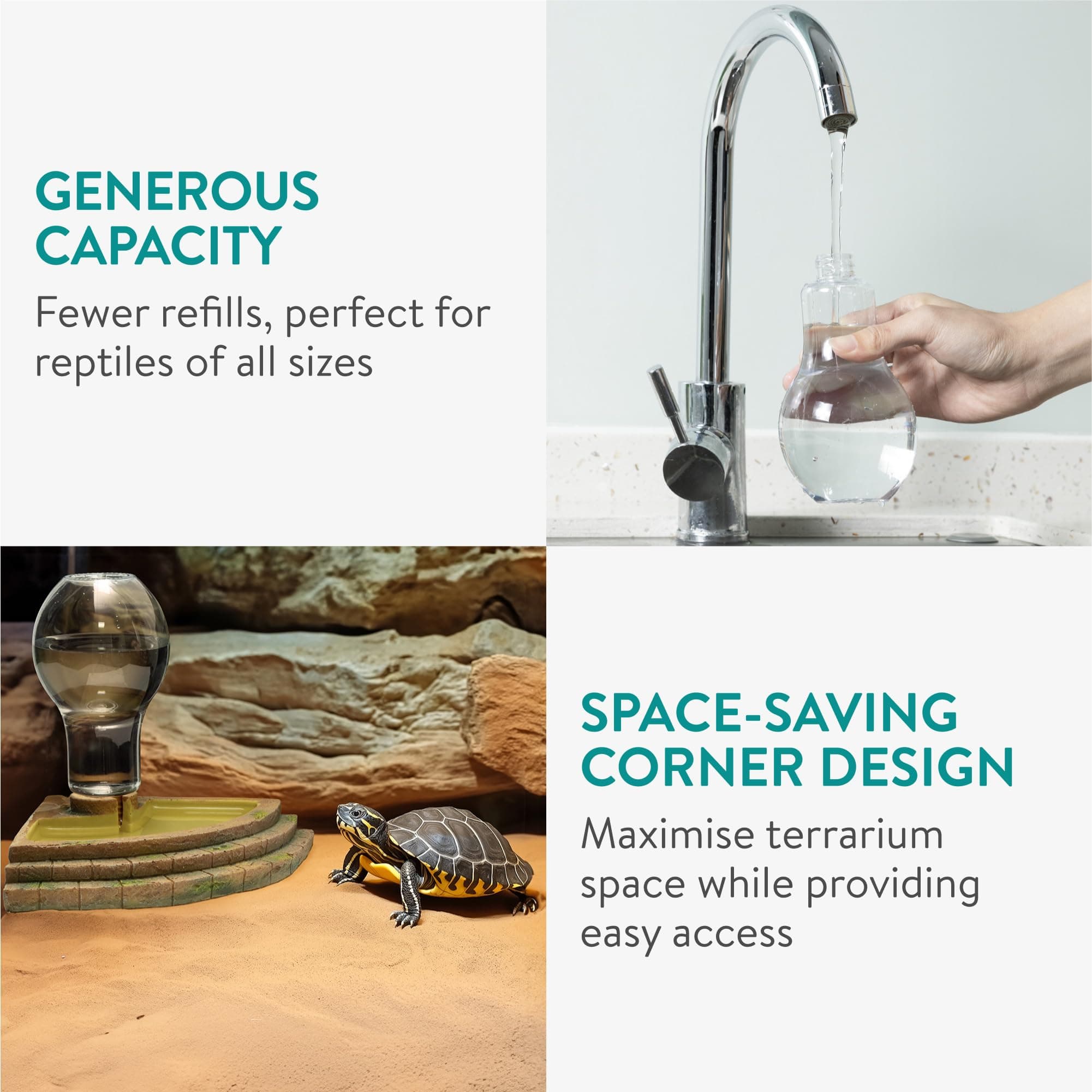 Navaris Corner Reptile Water Bowl, 400ml - Lizard & Tortoise Dish Accessories fo - Thumbnail 3