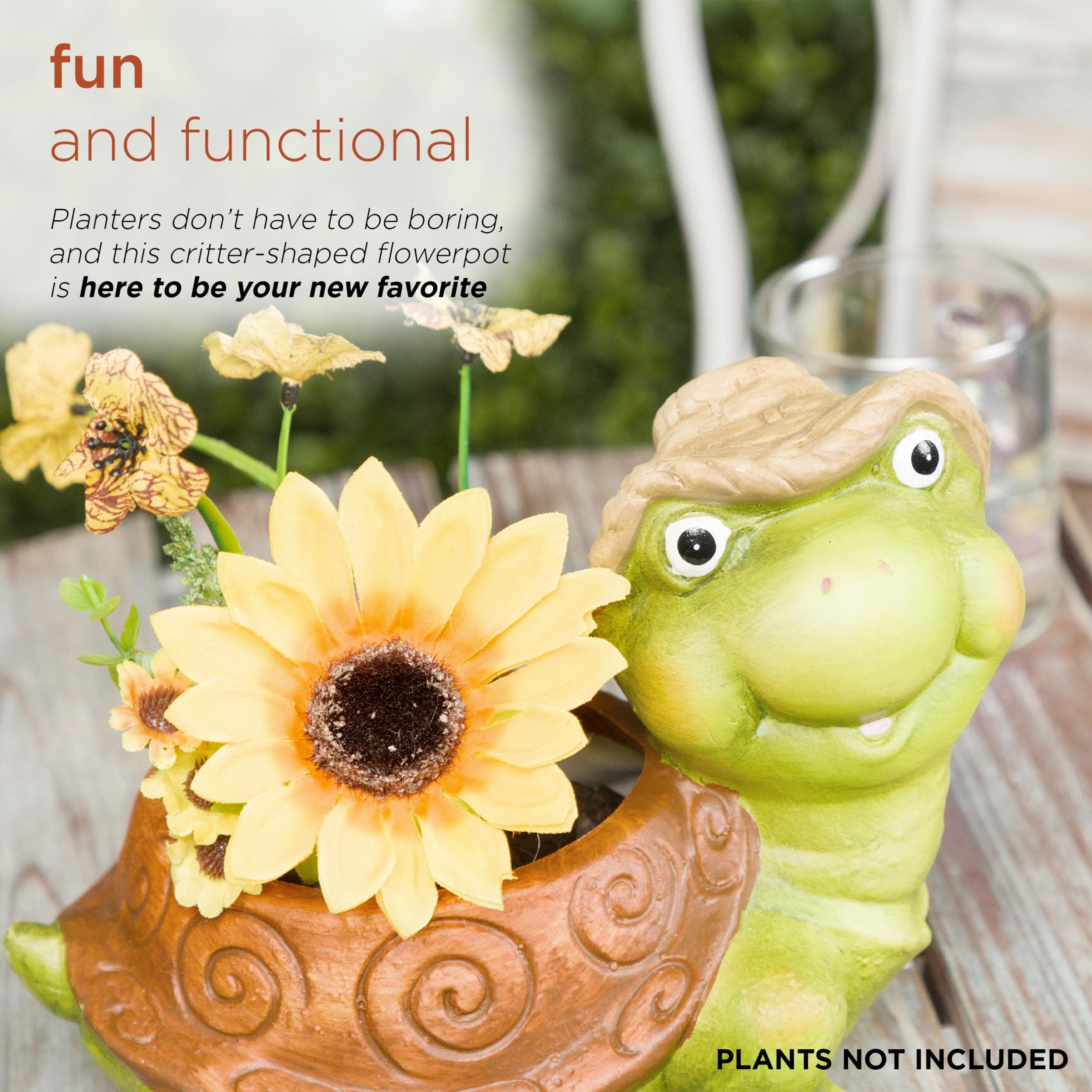 Alpine Corporation WTJ344HH Turtle Pot Planter, Playful Decor for Garden, Patio, - Thumbnail 5