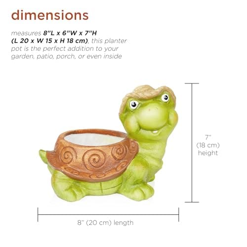 Alpine Corporation WTJ344HH Turtle Pot Planter, Playful Decor for Garden, Patio, - Thumbnail 3