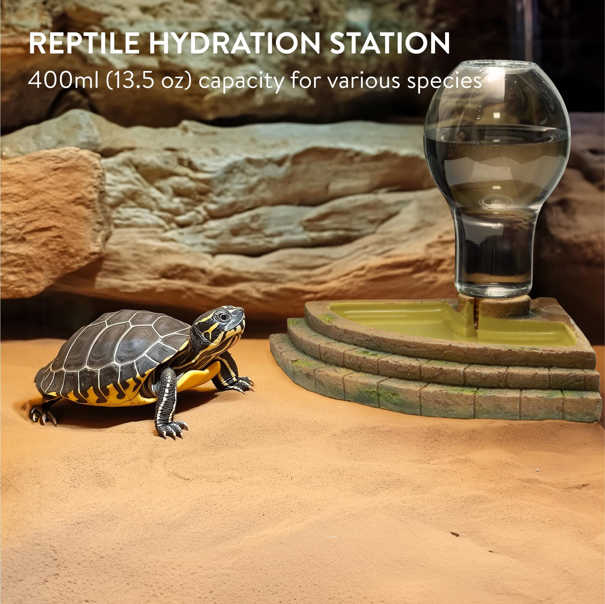 Navaris Corner Reptile Water Bowl, 400ml - Lizard & Tortoise Dish Accessories fo - Thumbnail 2