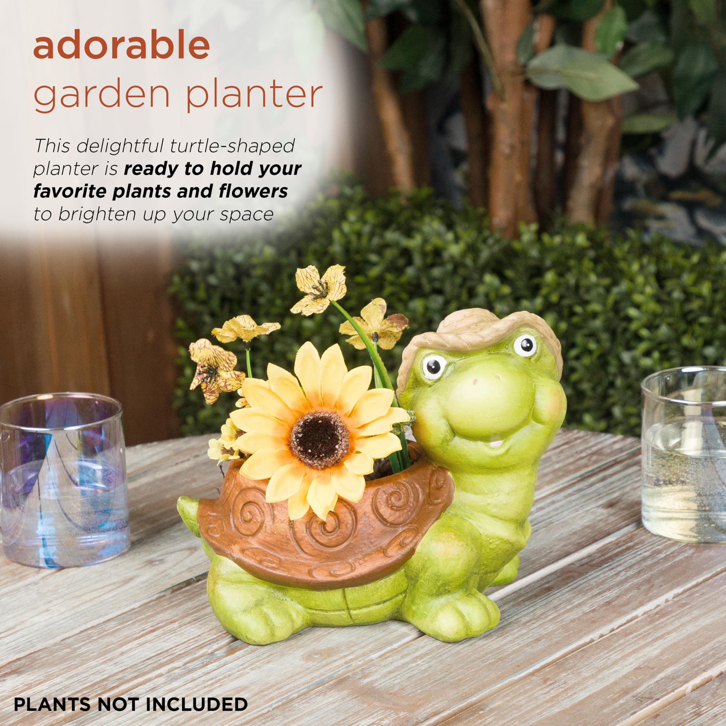 Alpine Corporation WTJ344HH Turtle Pot Planter, Playful Decor for Garden, Patio, - Thumbnail 4