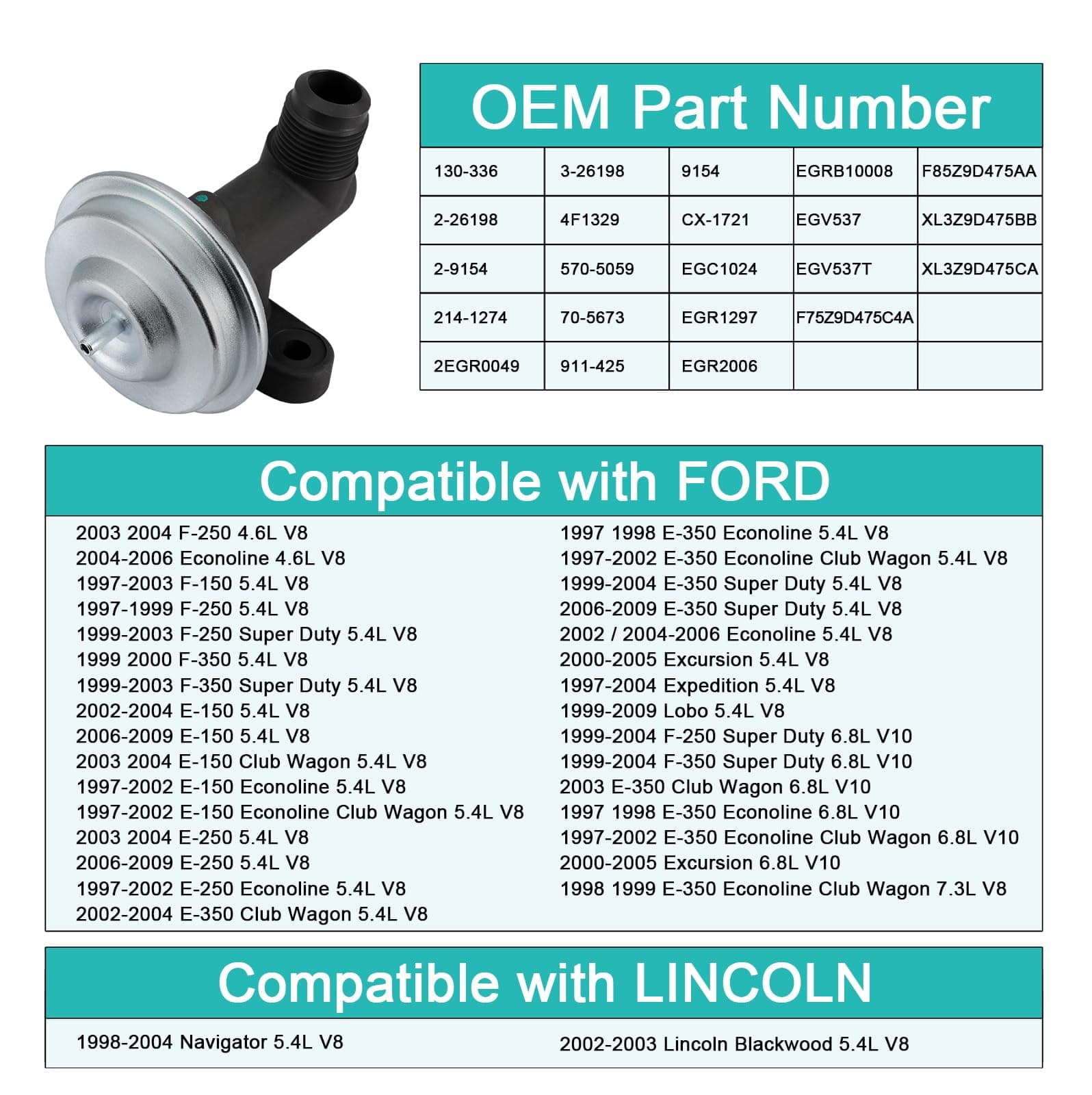 AULINK EGV537 F75Z9D475C4A EGR Valve (5.4L V8) For Ford E150 E250 E350 1997-2011 - Thumbnail 5