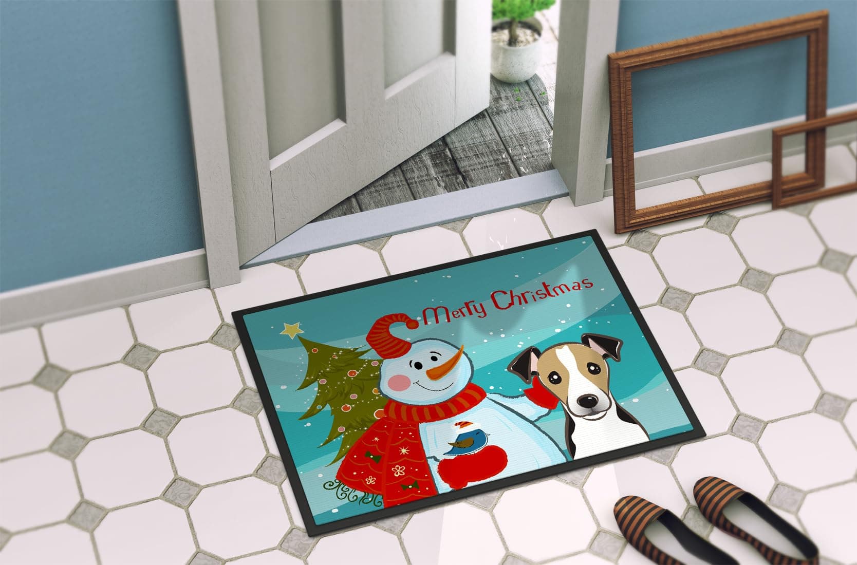 Caroline's Treasures BB1881MAT Snowman with Jack Russell Terrier Doormat 18x27 F - Thumbnail 4